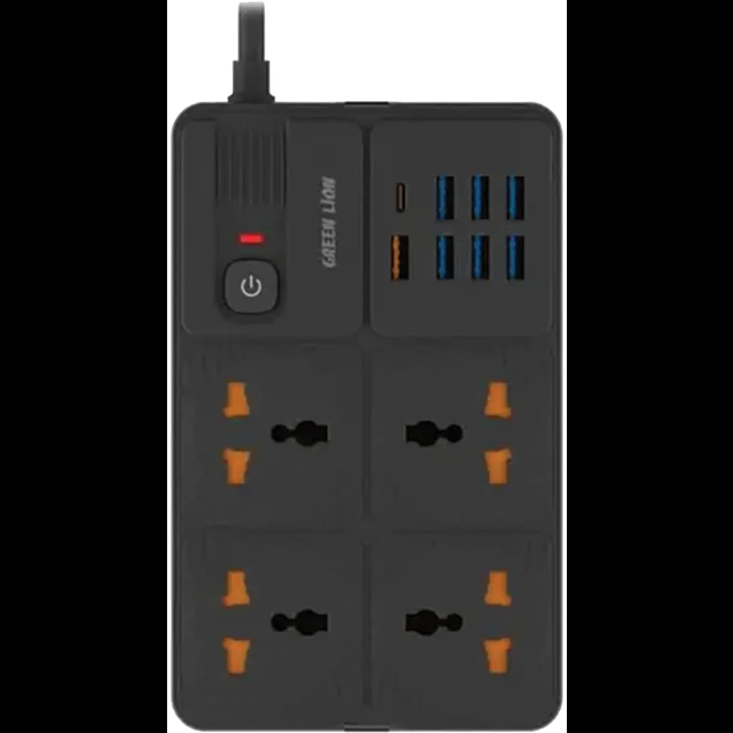 Green Lion Power Socket - 4 AC, 7 USB-A, PD 20W, Black 3