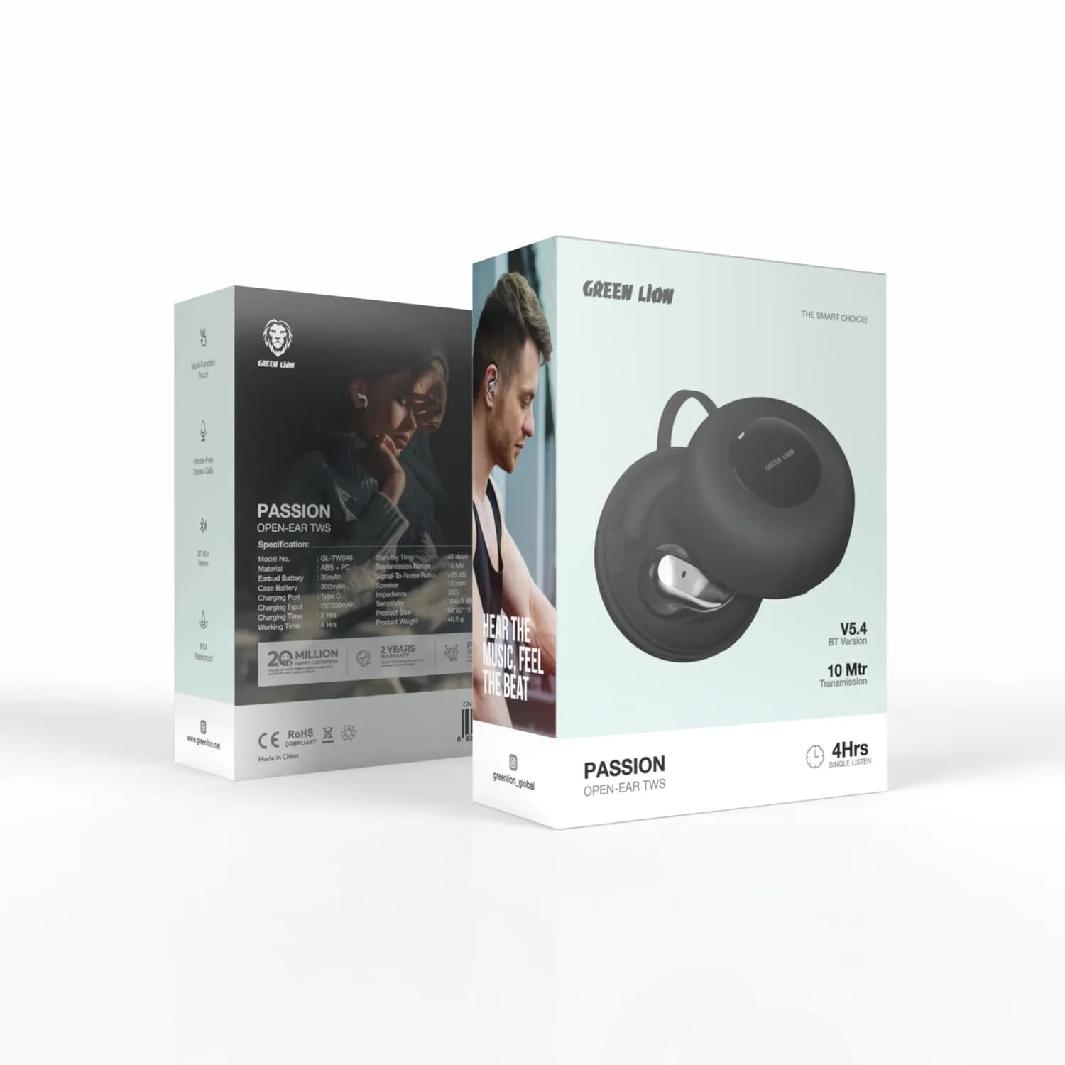 Green Lion TWS Passion Open Ear - BT 5.4, IPX4, Black 5