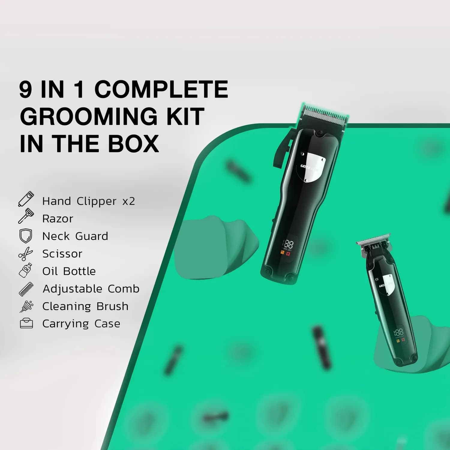 Green Lion Hair Clipper Trimmer Pro-Trim-Duo - Cordless, Black 3