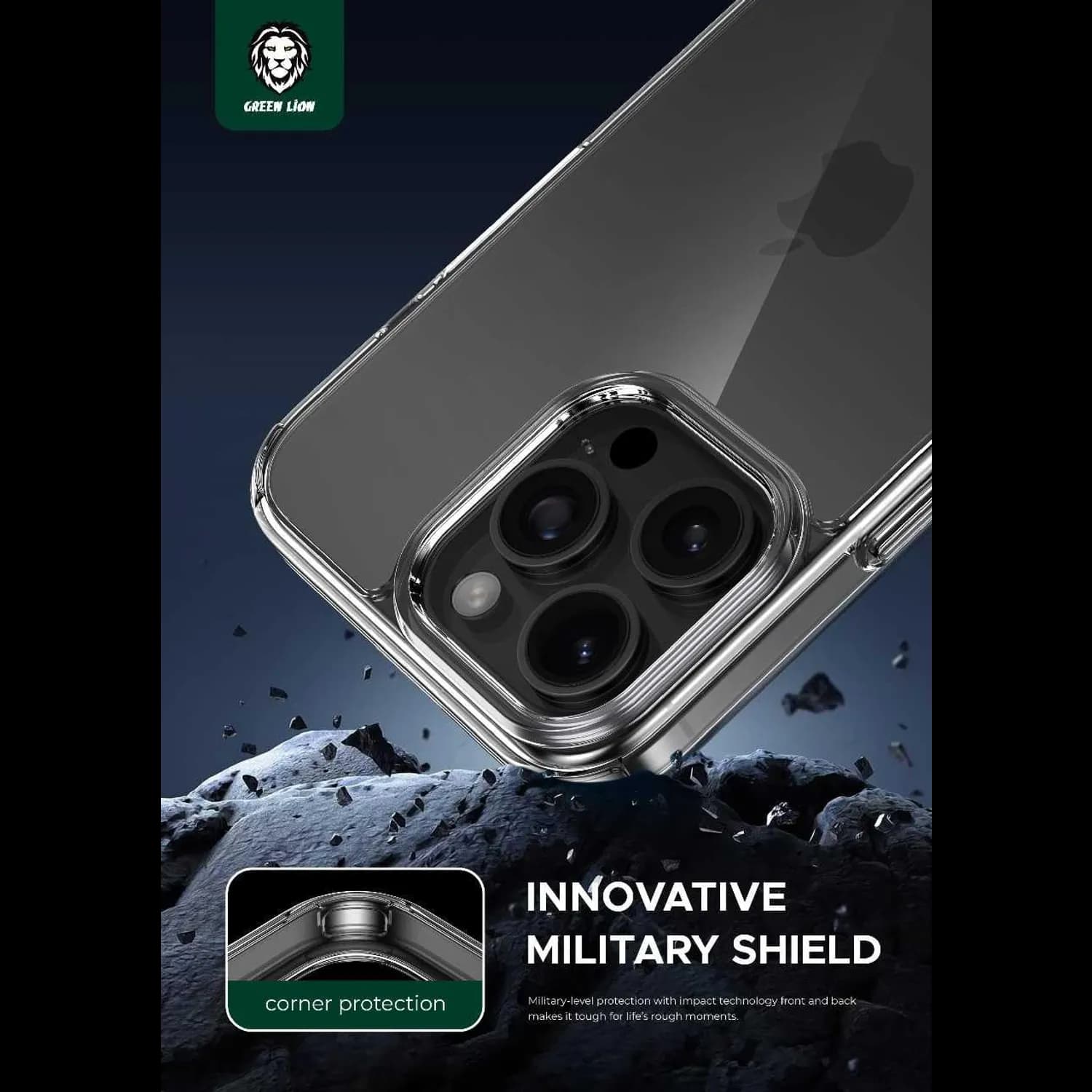 Green Lion Defender Pack iPhone 15 Pro - 4-in-1 Privacy Case, Clear 3