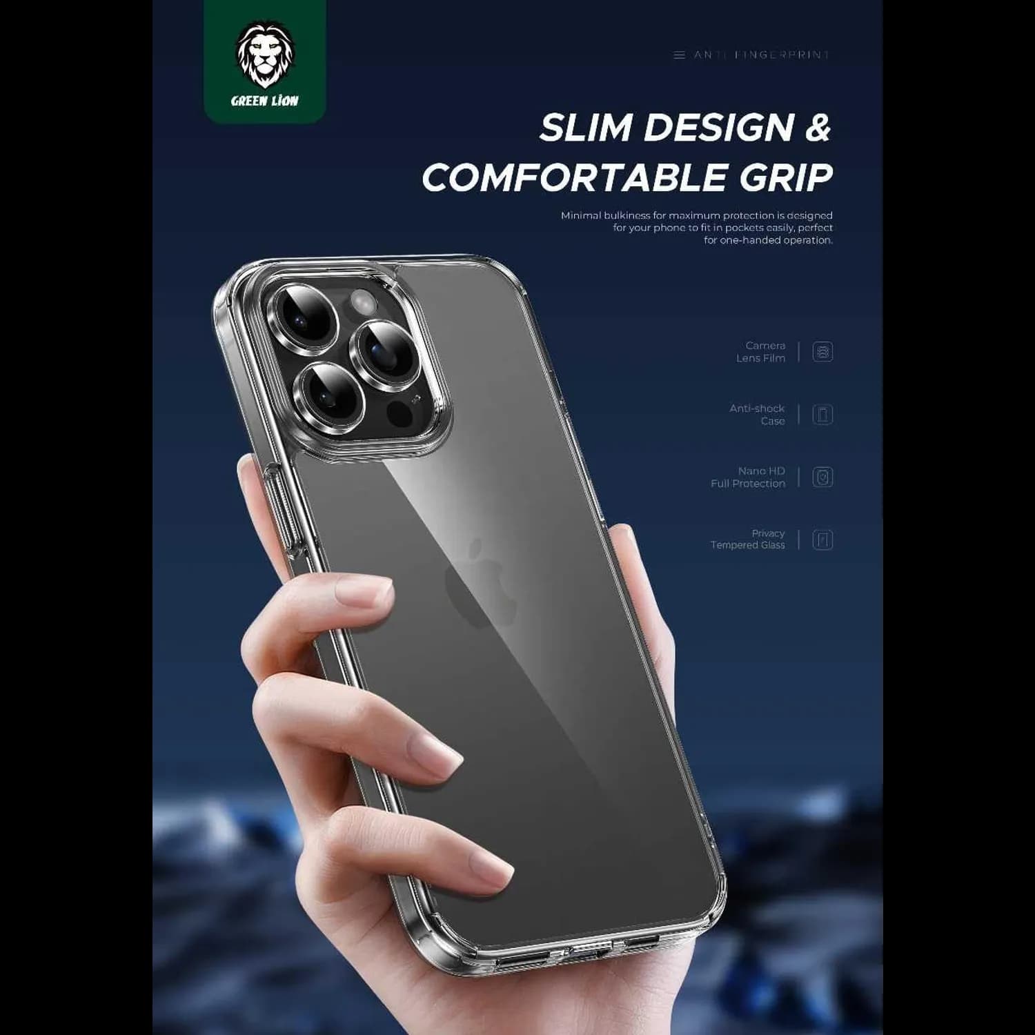 Green Lion Defender Pack iPhone 15 Pro - 4-in-1 Privacy Case, Clear 4