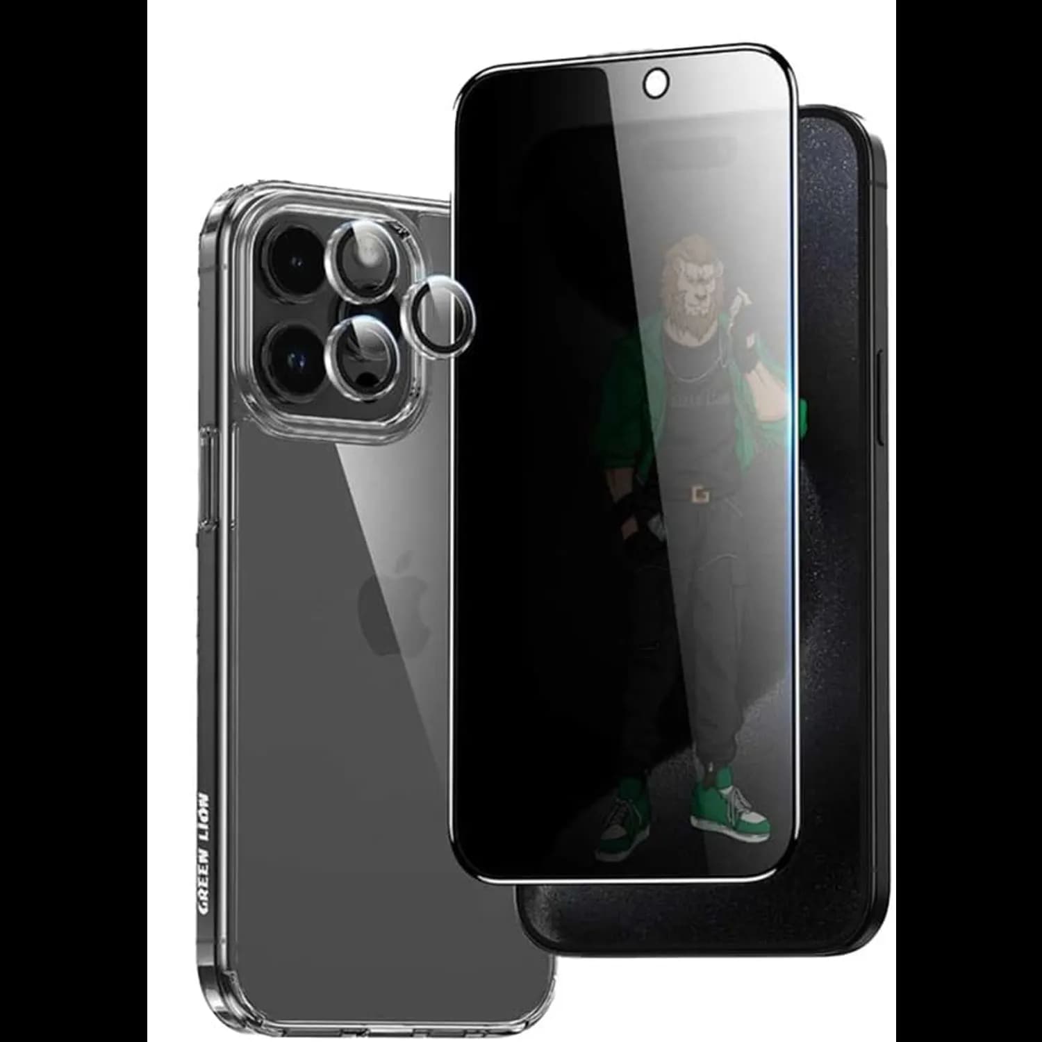Green Lion Defender Pack iPhone 15 Pro - 4-in-1 Privacy Case, Clear 1 Green Lion Defender Pack iPhone 15 Pro - 4-in-1 Privacy Case, Clear 1