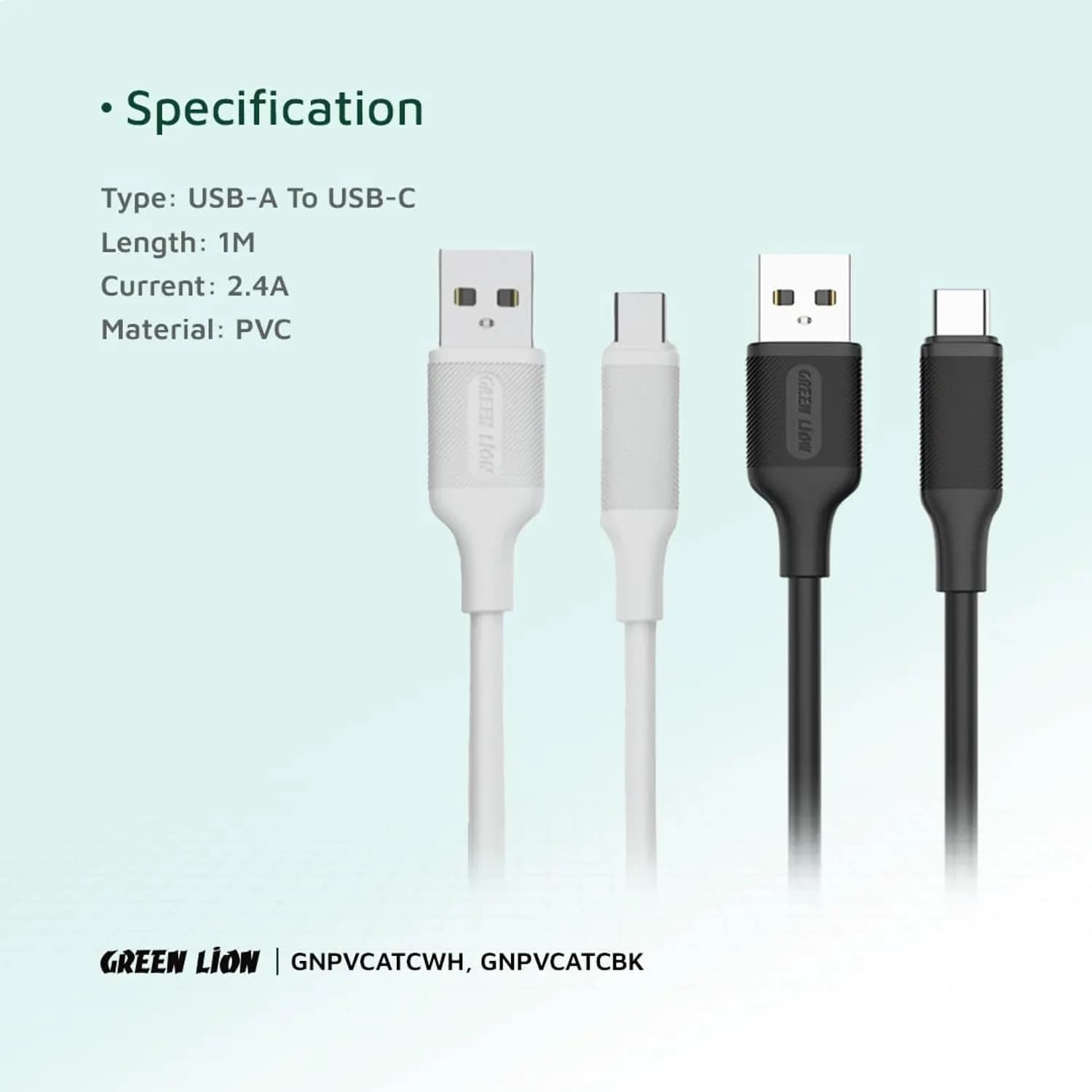 Green Lion USB-A to USB-C Cable - 1M, 60W Fast Charge, Black 2