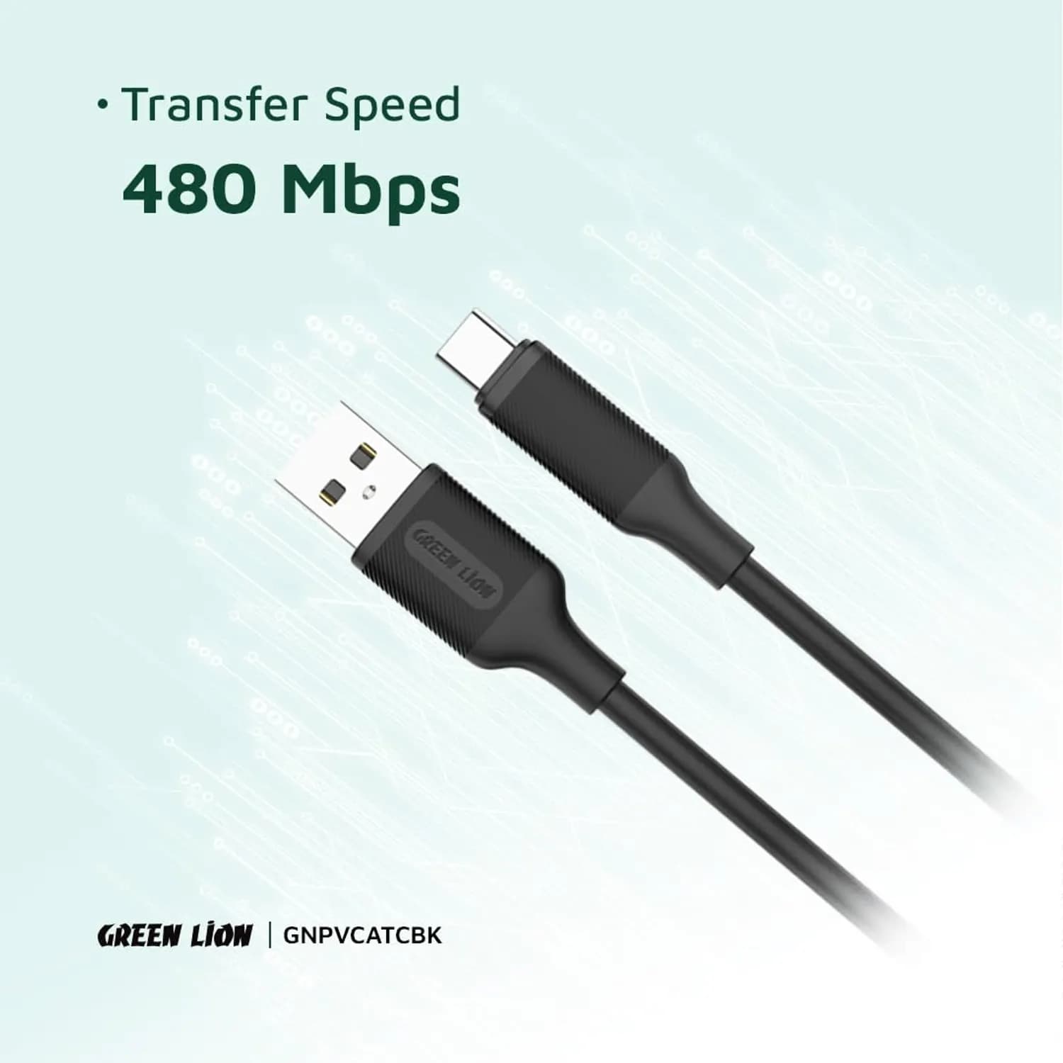 Green Lion USB-A to USB-C Cable - 1M, 60W Fast Charge, Black 3