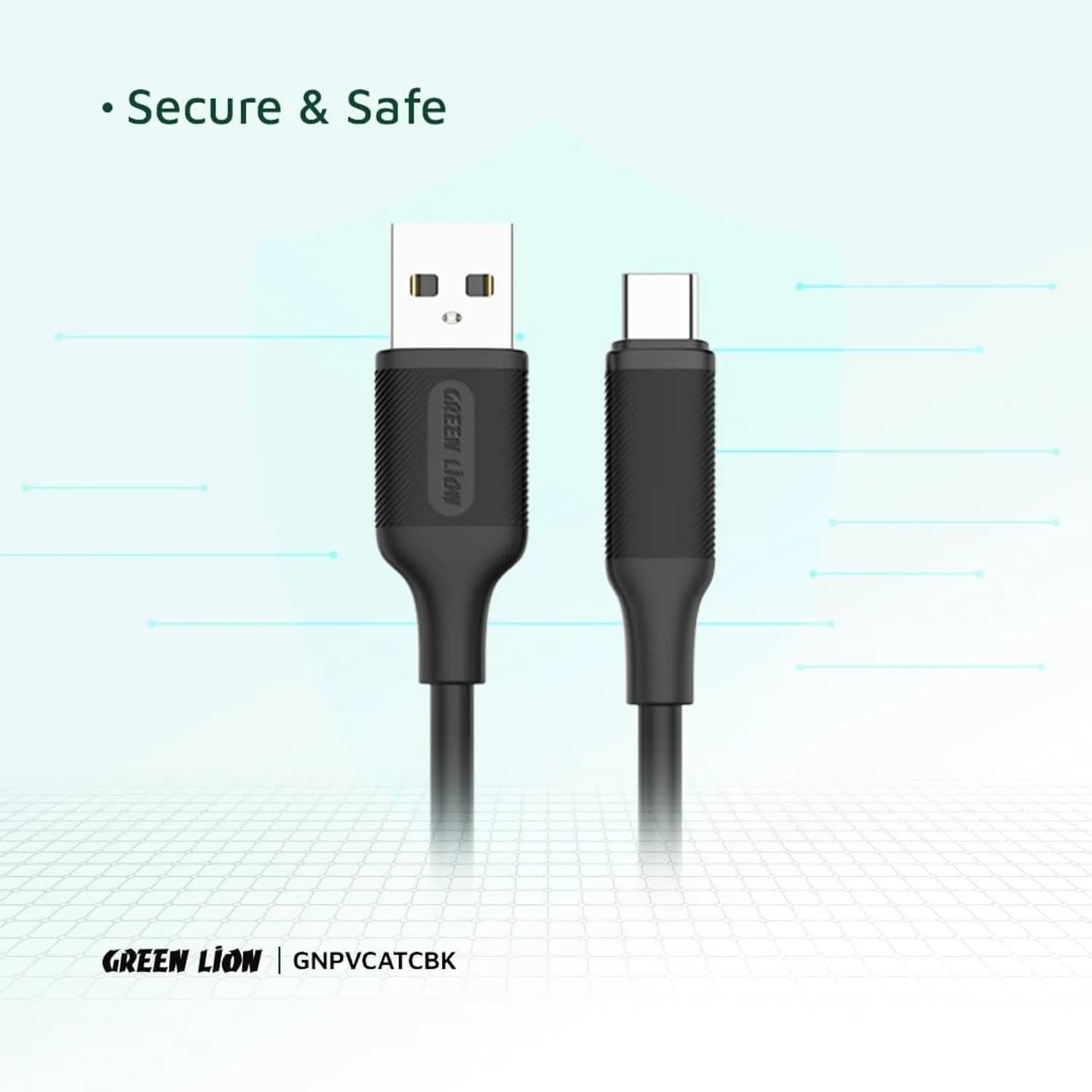 Green Lion USB-A to USB-C Cable - 1M, 60W Fast Charge, Black 4