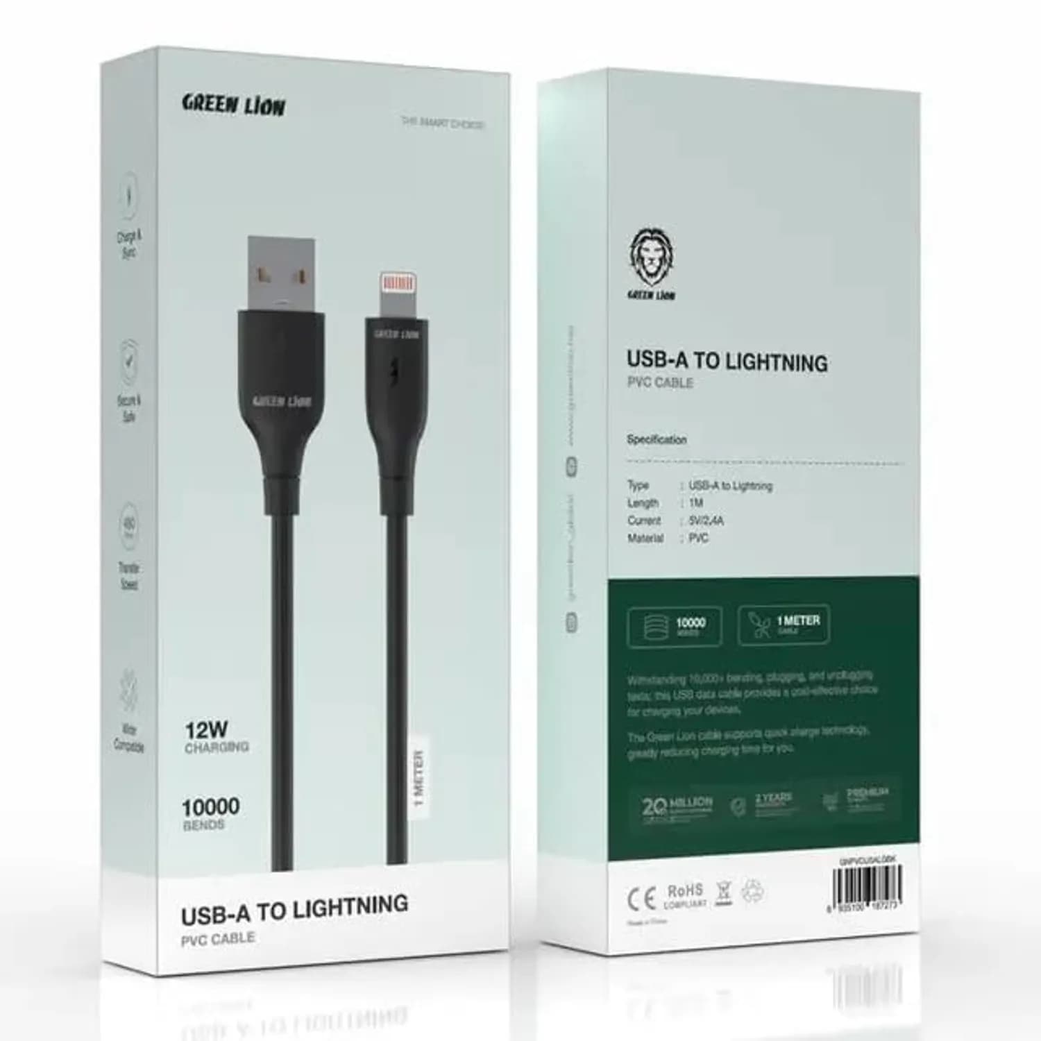 Green Lion USB to Lightning Cable - Fast Charge, Black 2
