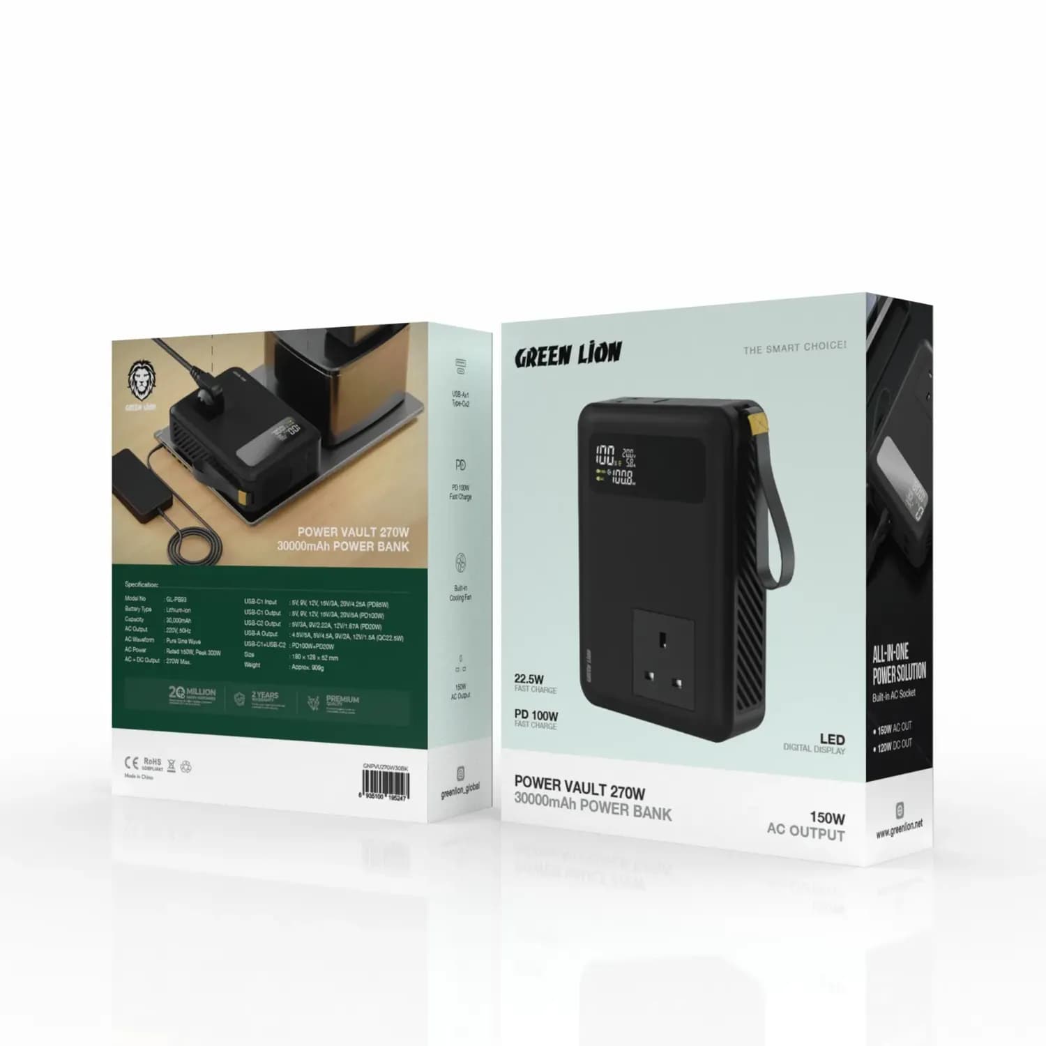 Green Lion Power Bank Power Vault - 270W 30000mAh, Black 3