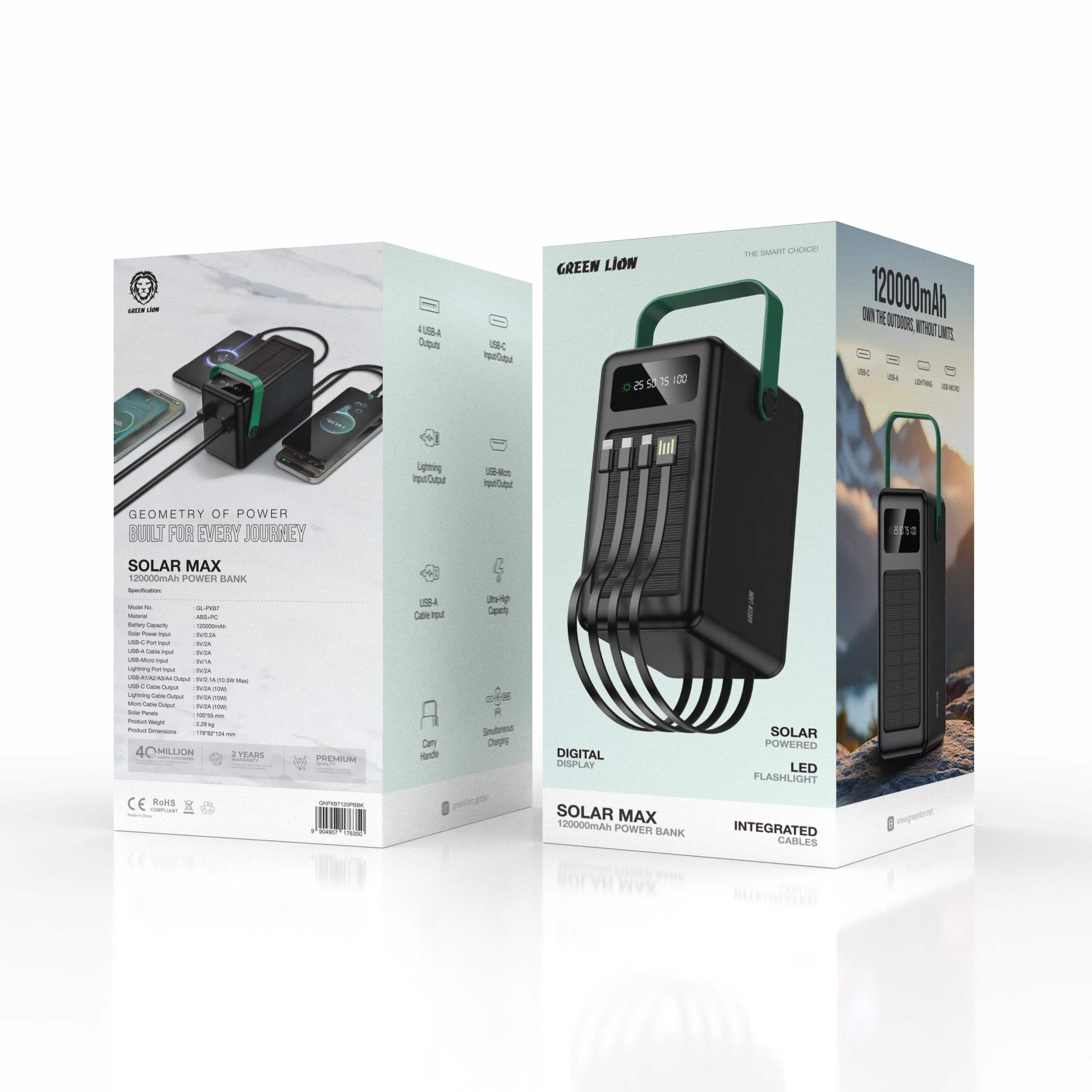 Green Lion Power Bank GL-PXB7 - 120000mAh Solar, Black 4