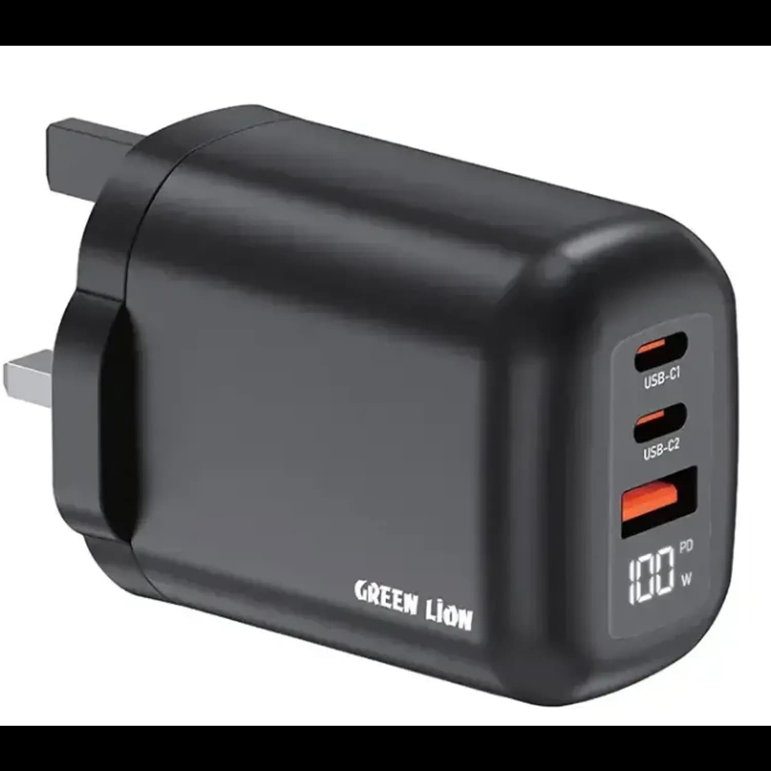 GaN Wall Charger - 100W PD, Real-Time Display, Black GaN Wall Charger - 100W PD, Real-Time Display, Black