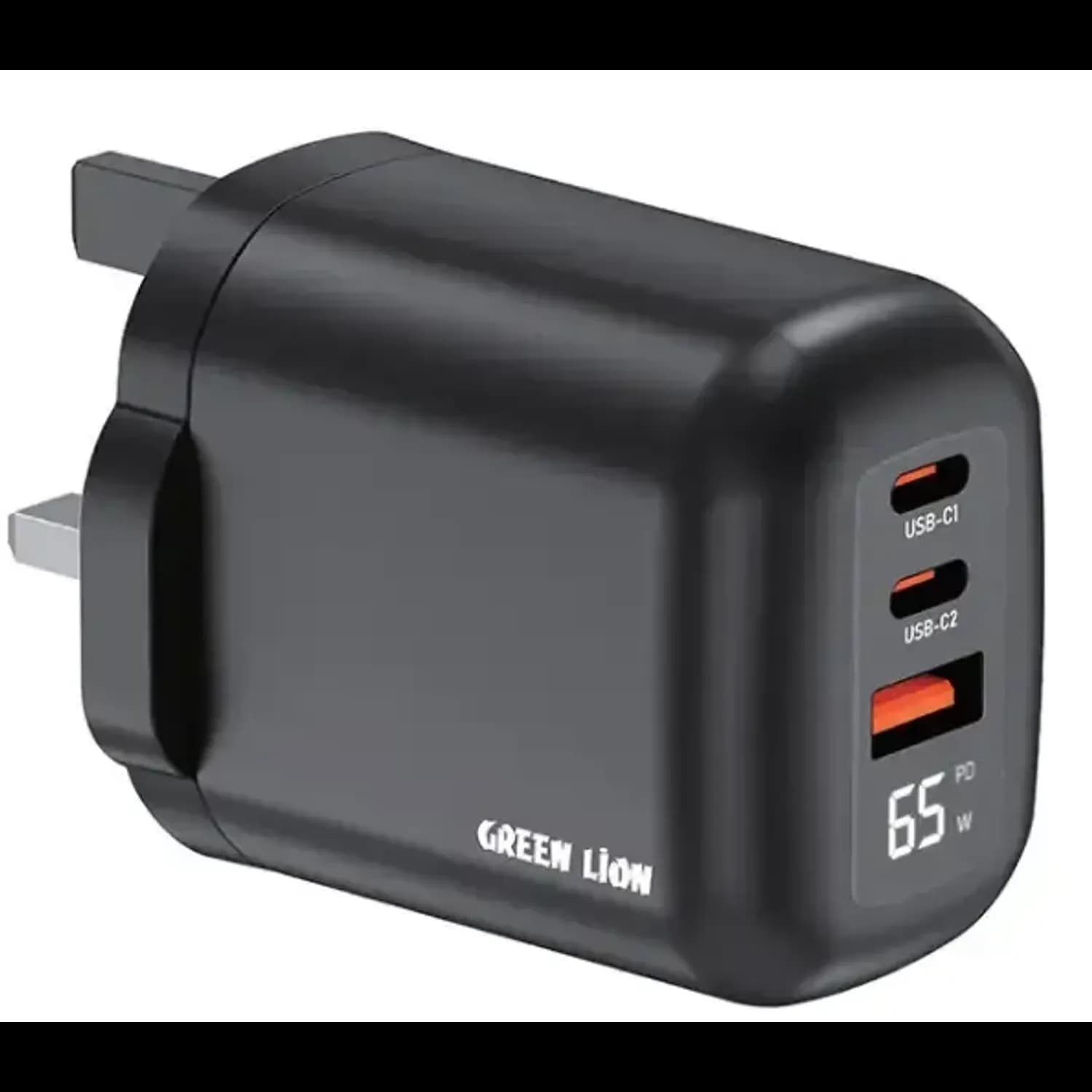 GREEN LION GaN Wall Charger - 65W PD, QC 3.0, Black