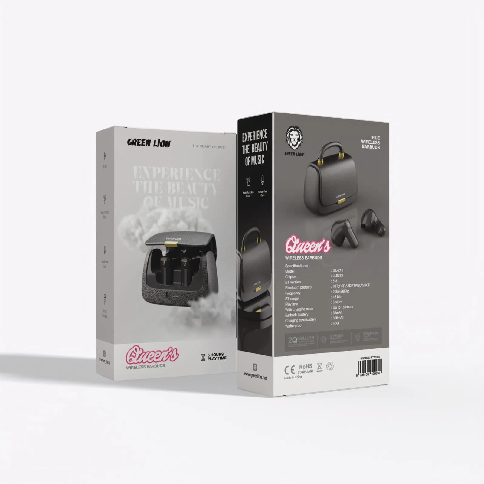 Green Lion True Wireless Earbuds GNQUEENSTWSBK - ANC, Black — Green 4