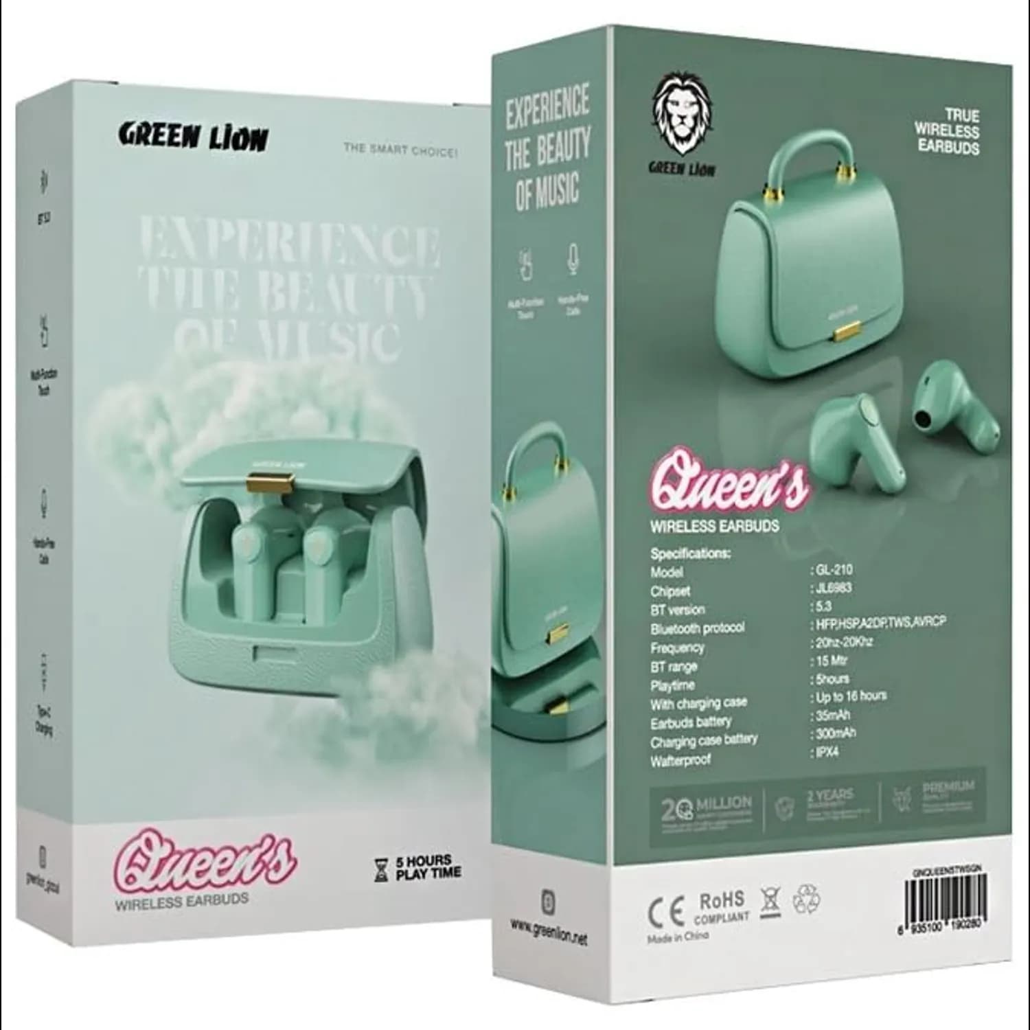 Green Lion True Wireless Earbuds - ANC, Green 2