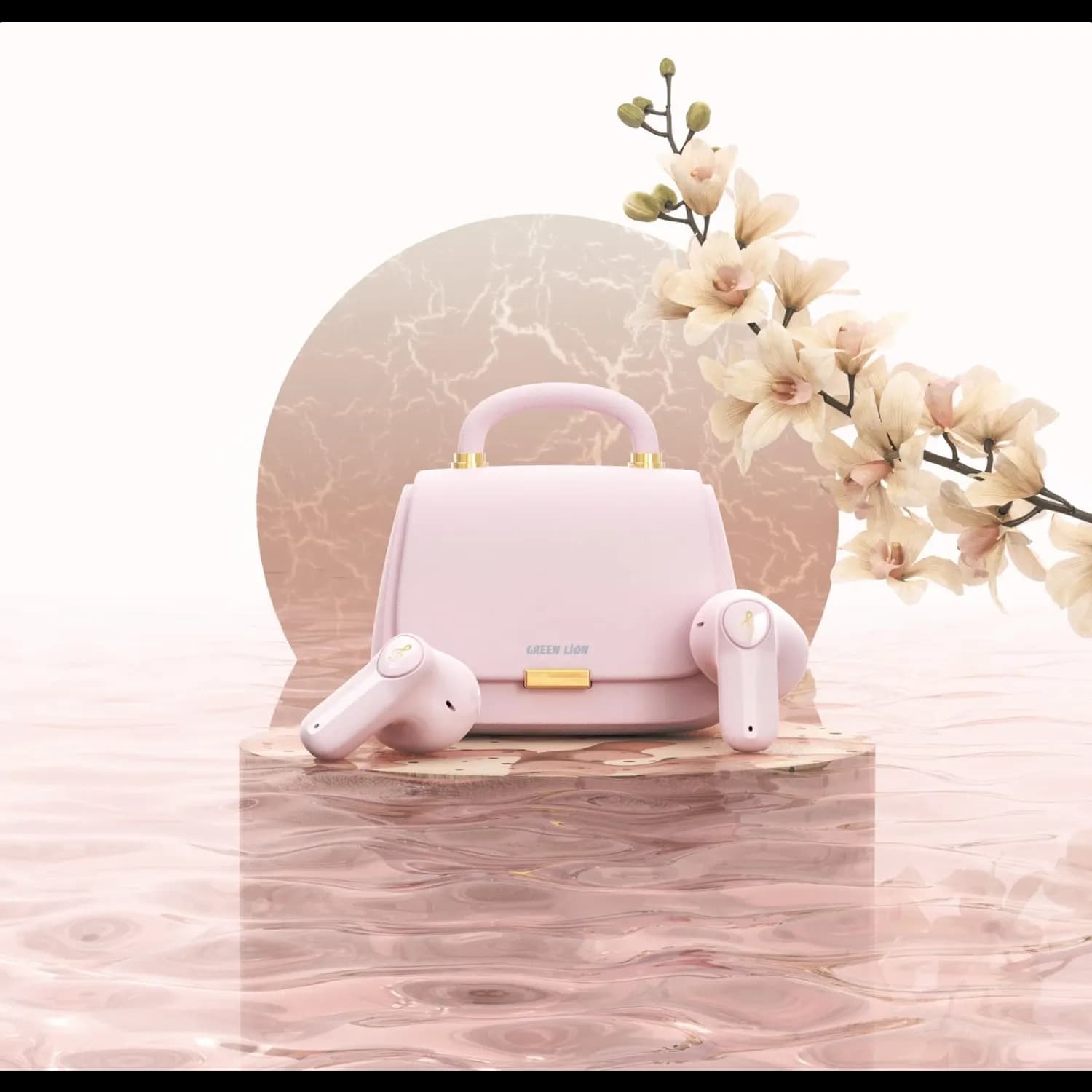 Green Lion Earphones - Mini Bag Style, Light Pink 2