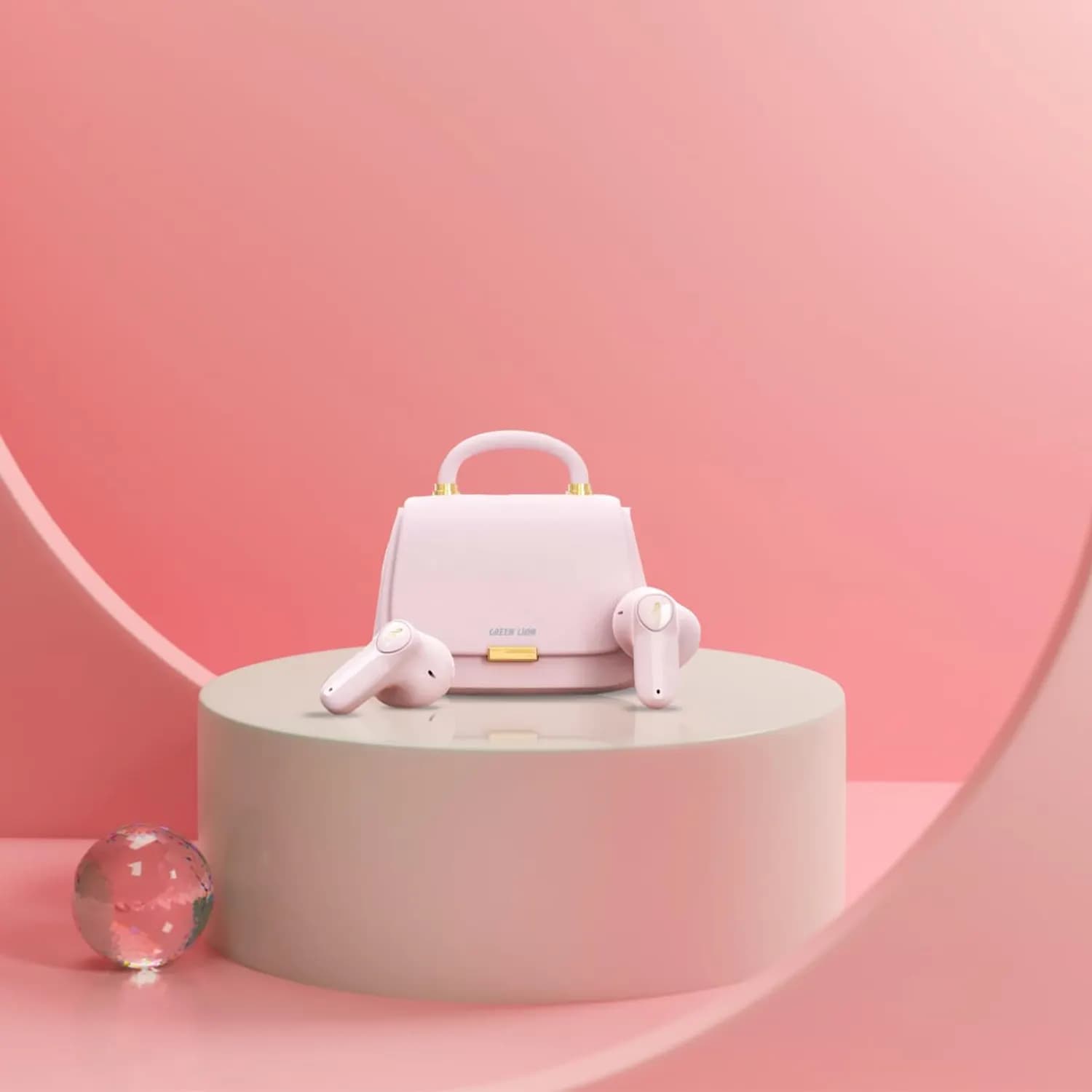 Green Lion Earphones - Mini Bag Style, Light Pink 3