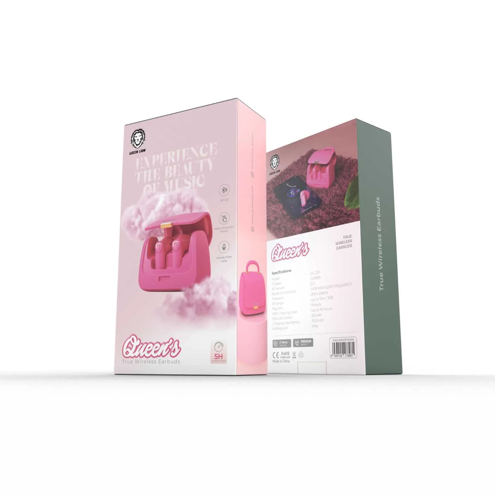 Green Lion Queen's True Wireless Earbuds - Pink 3