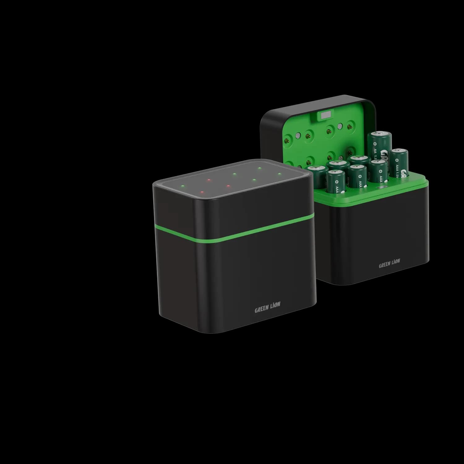 Green Lion Battery Dock GRB-13 - Rechargeable 4xAA + 4xAAA USB-C, Black 5