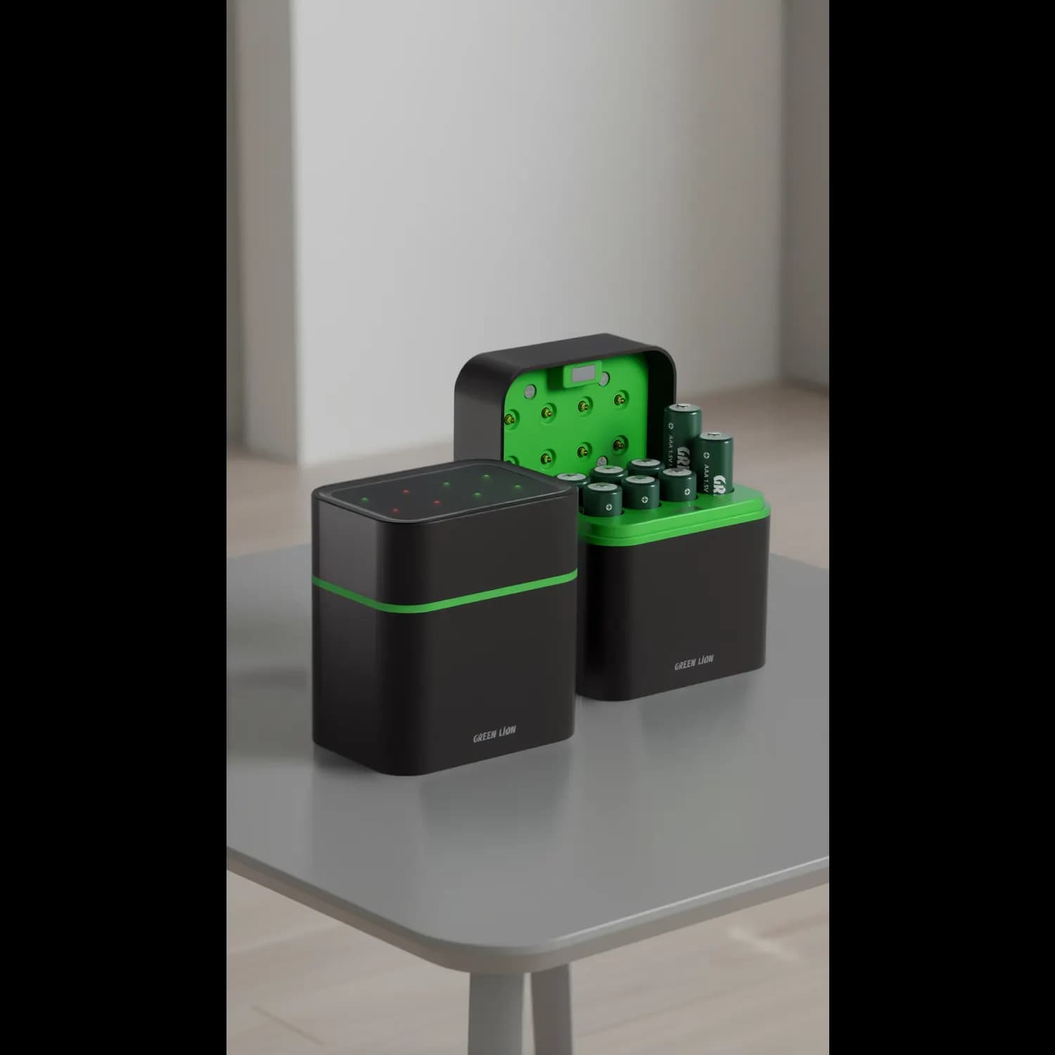 Green Lion Battery Dock GRB-12 - Rechargeable 8xAAA USB-C, Black 2