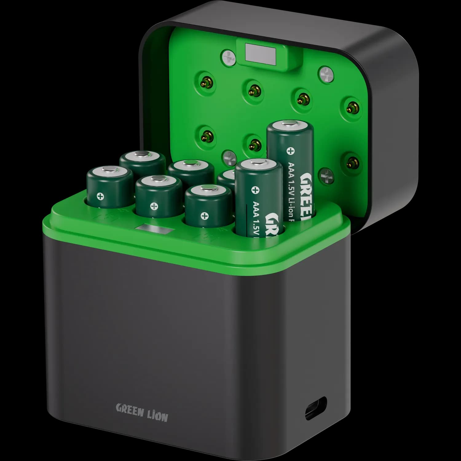 Green Lion Battery Dock GRB-12 - Rechargeable 8xAAA USB-C, Black 1 Green Lion Battery Dock GRB-12 - Rechargeable 8xAAA USB-C, Black 1