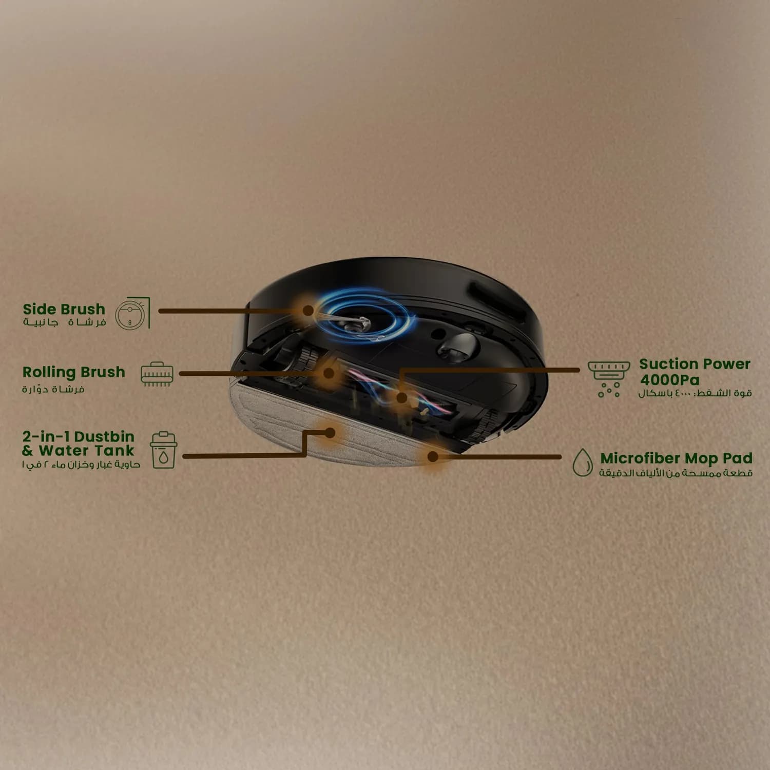 Green Lion Robot Vacuum Pro - 4000Pa Suction, Black 3