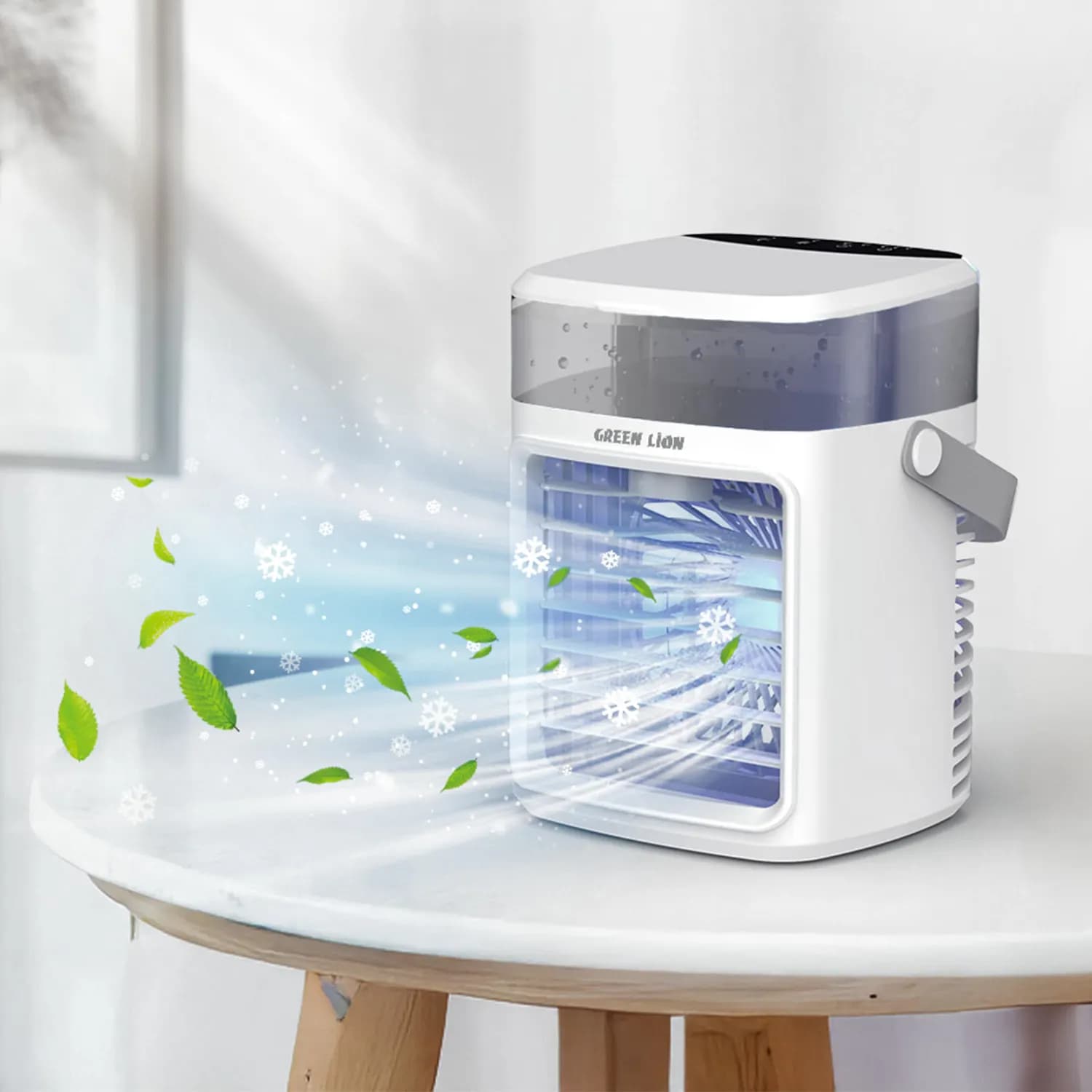 Green Lion Air Cooler Fan - Rechargeable 2000mAh, White 3