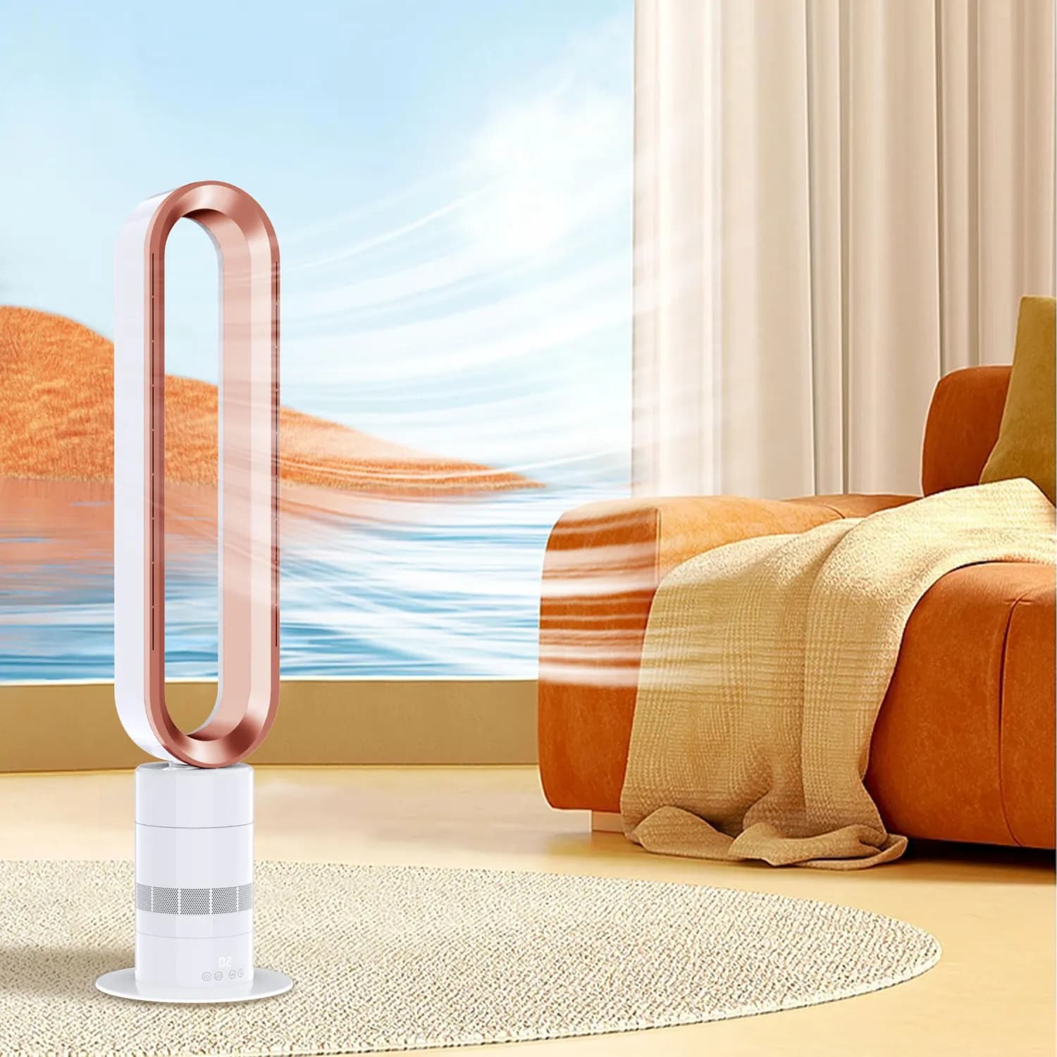 Green Lion Air Cooler - Rechargeable, Blade-Less, White & Gold 5