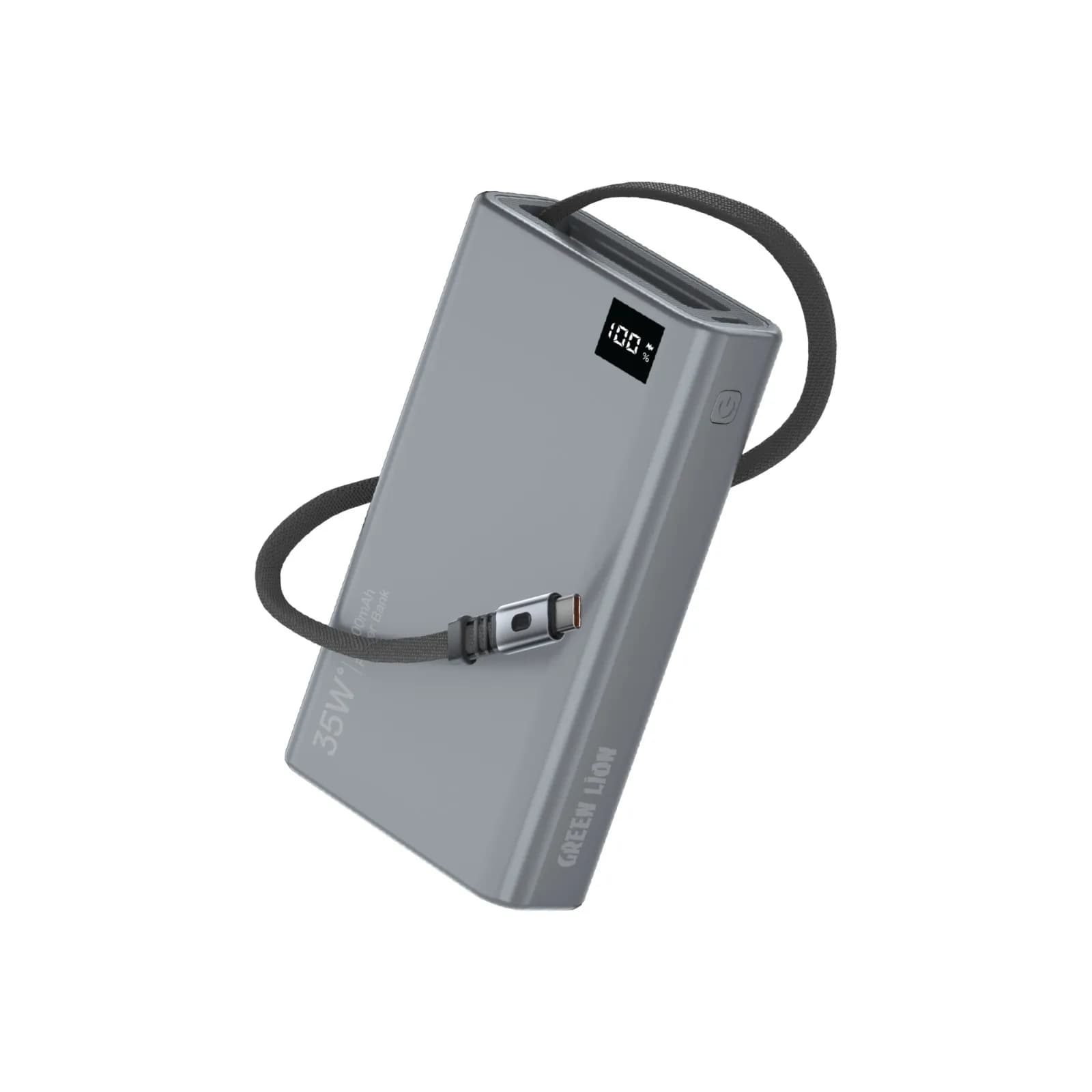 Green Lion Retractable Power Bank 35W 10000mAh - Grey 2