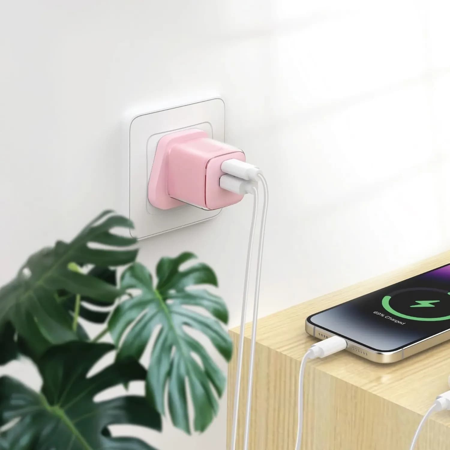 Green Lion Dual Port Charger Reva - 20W PD+QC, Pink 2