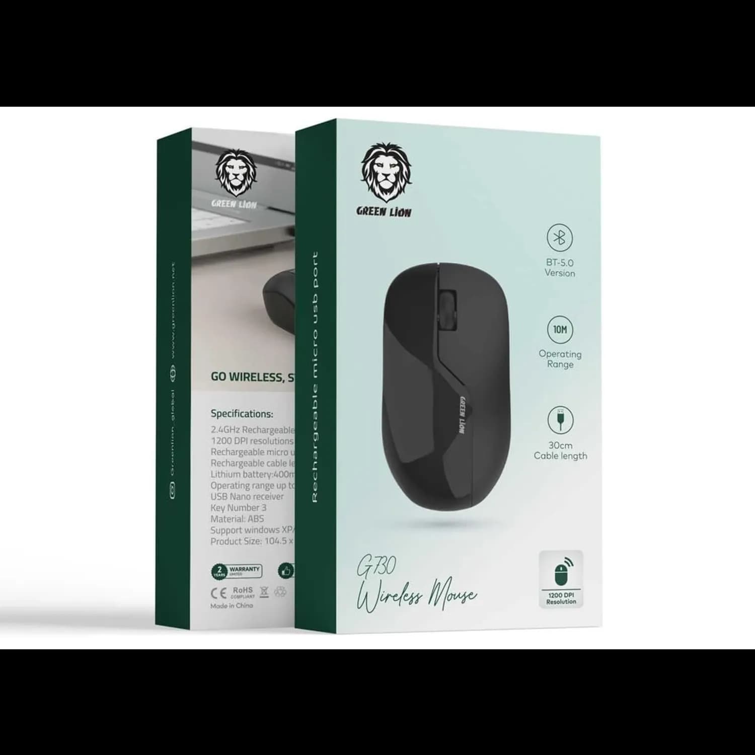 Green Lion Wireless Mouse G730 - 1200 DPI, Black 2