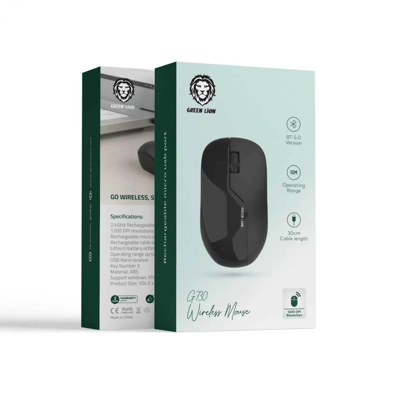 Green Lion Wireless Mouse G730 - 1200 DPI, Black 4