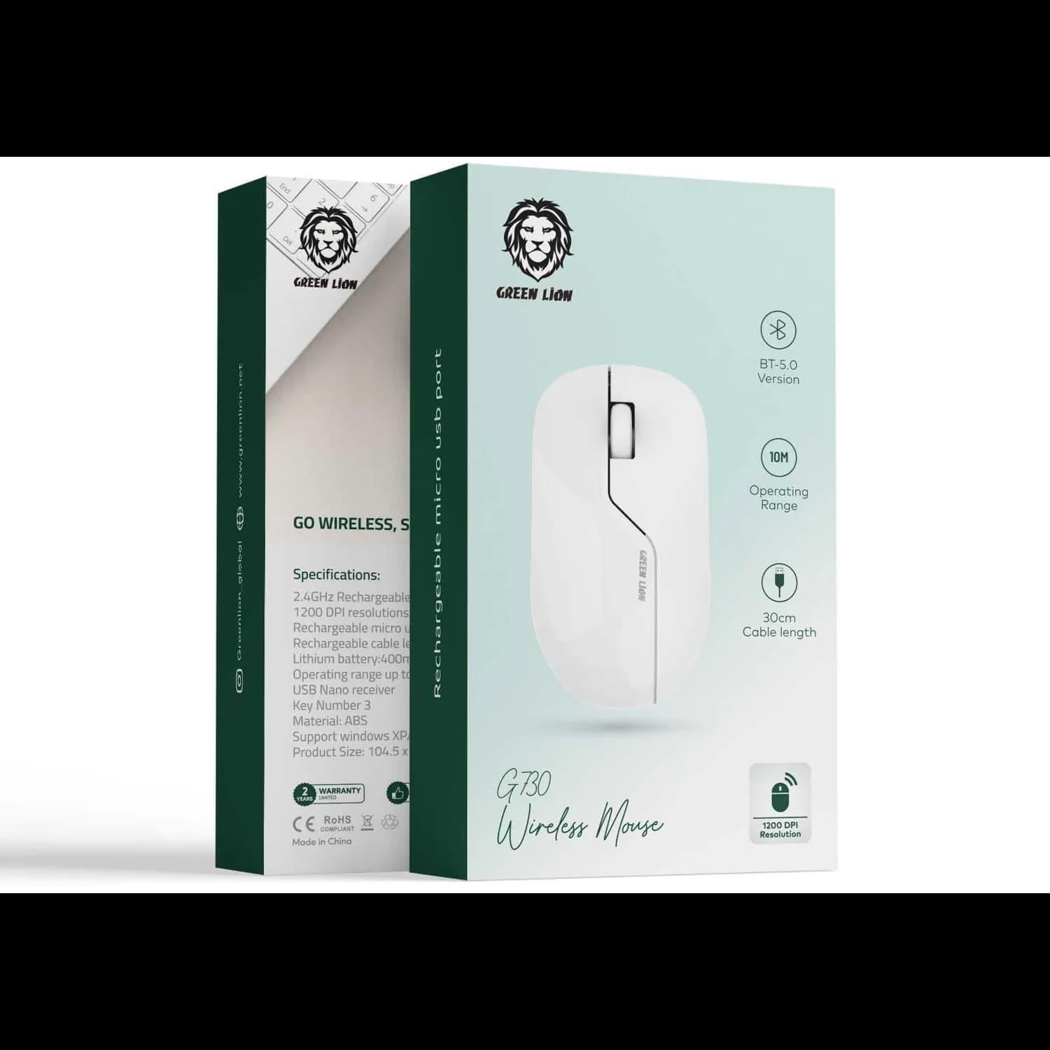 Green Lion Wireless Mouse G730 - Optical, White 2