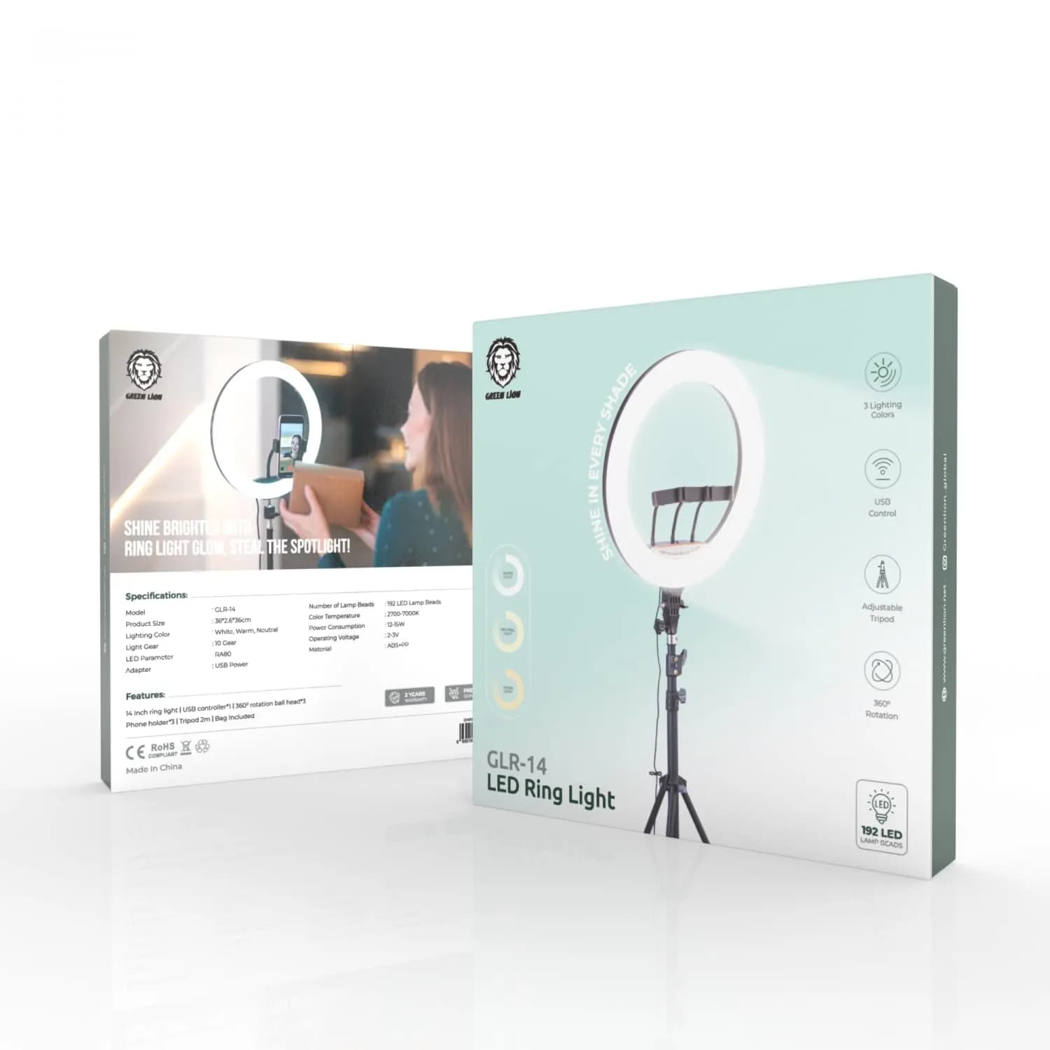 Green Lion LED Ring Light GLR-14 - 192 LEDs, USB, Adjustable Tripod 5
