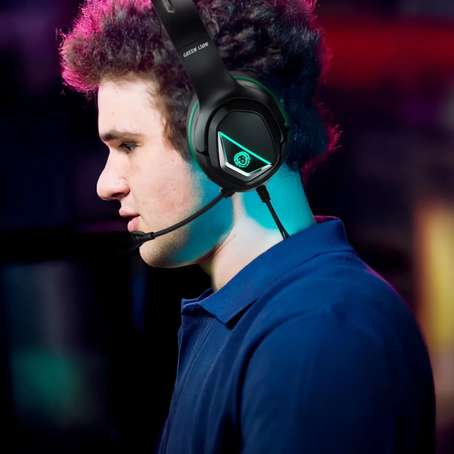 Green Lion Gaming Headphone RUNNER - Wired, Black 2