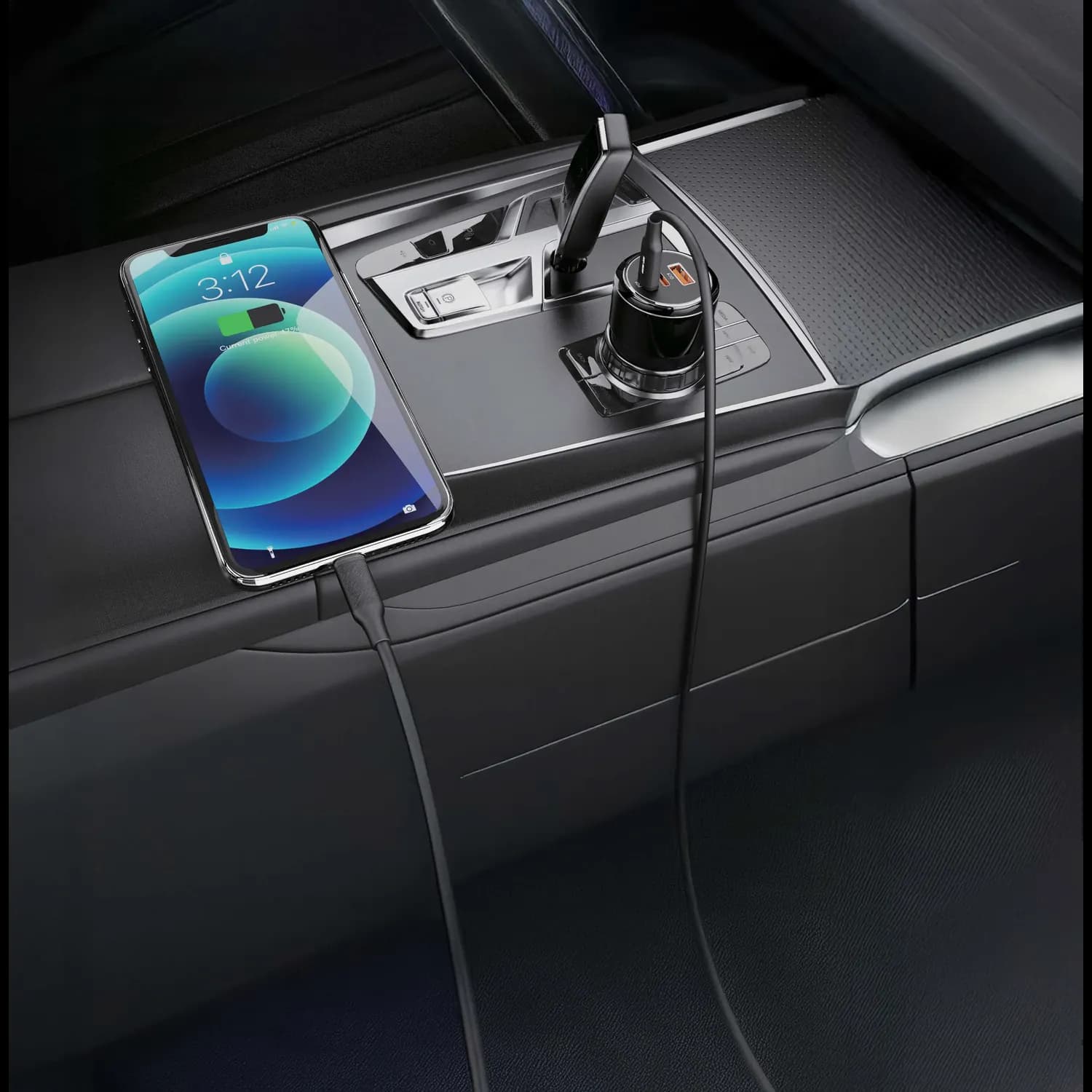 Green Lion Car Charger - 80W Triple Port USB-C/USB-A, Black 2
