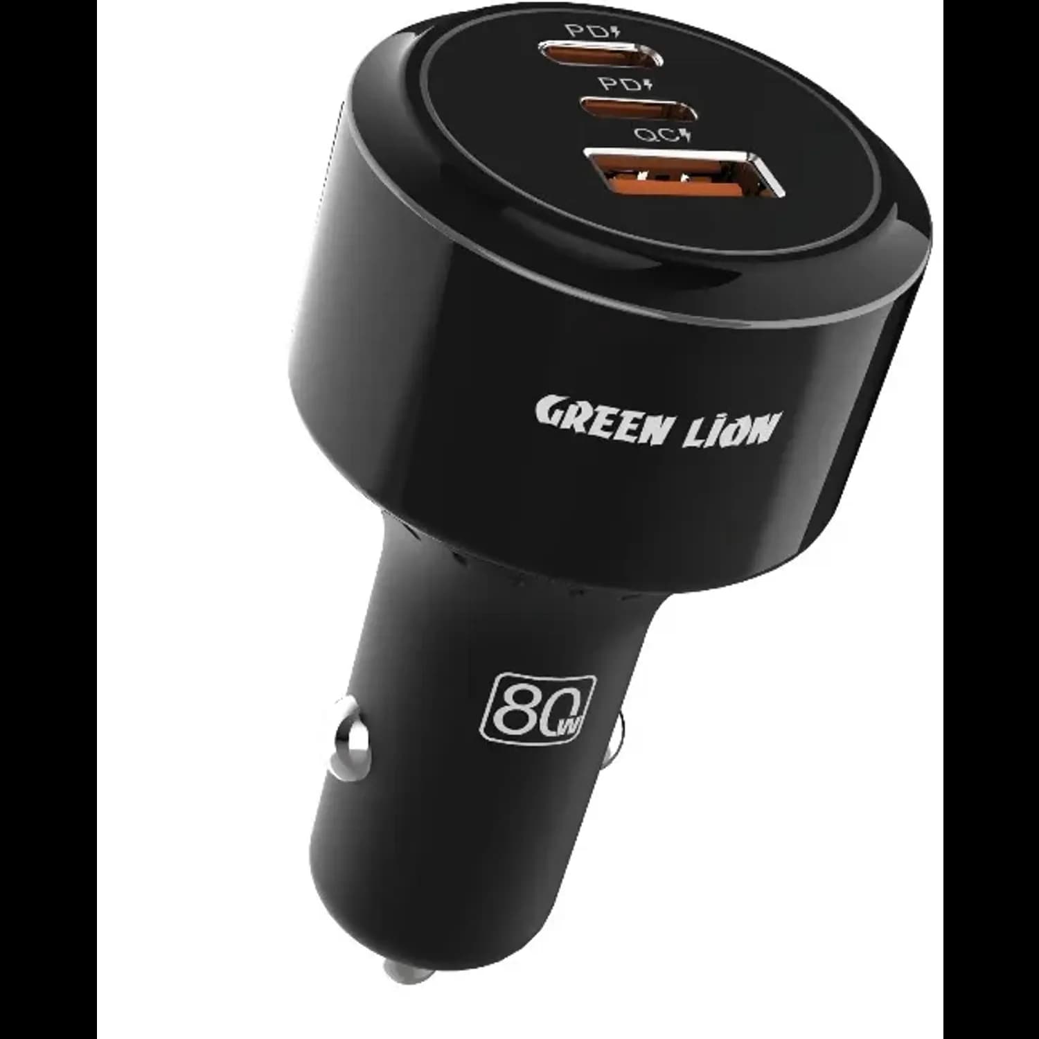 Green Lion Roadex Triple Port Car Charger - 80W PD/QC, Black 1