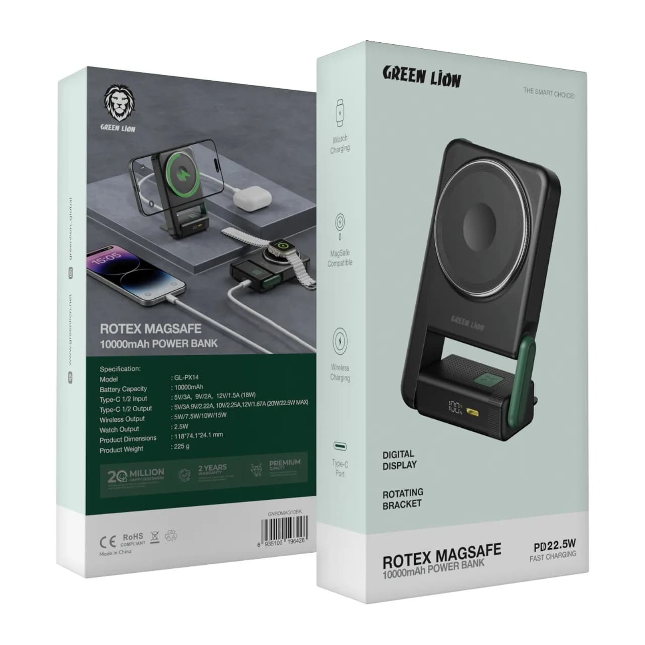 Green Lion Rotex MagSafe 10000mAh Power Bank - Black 3