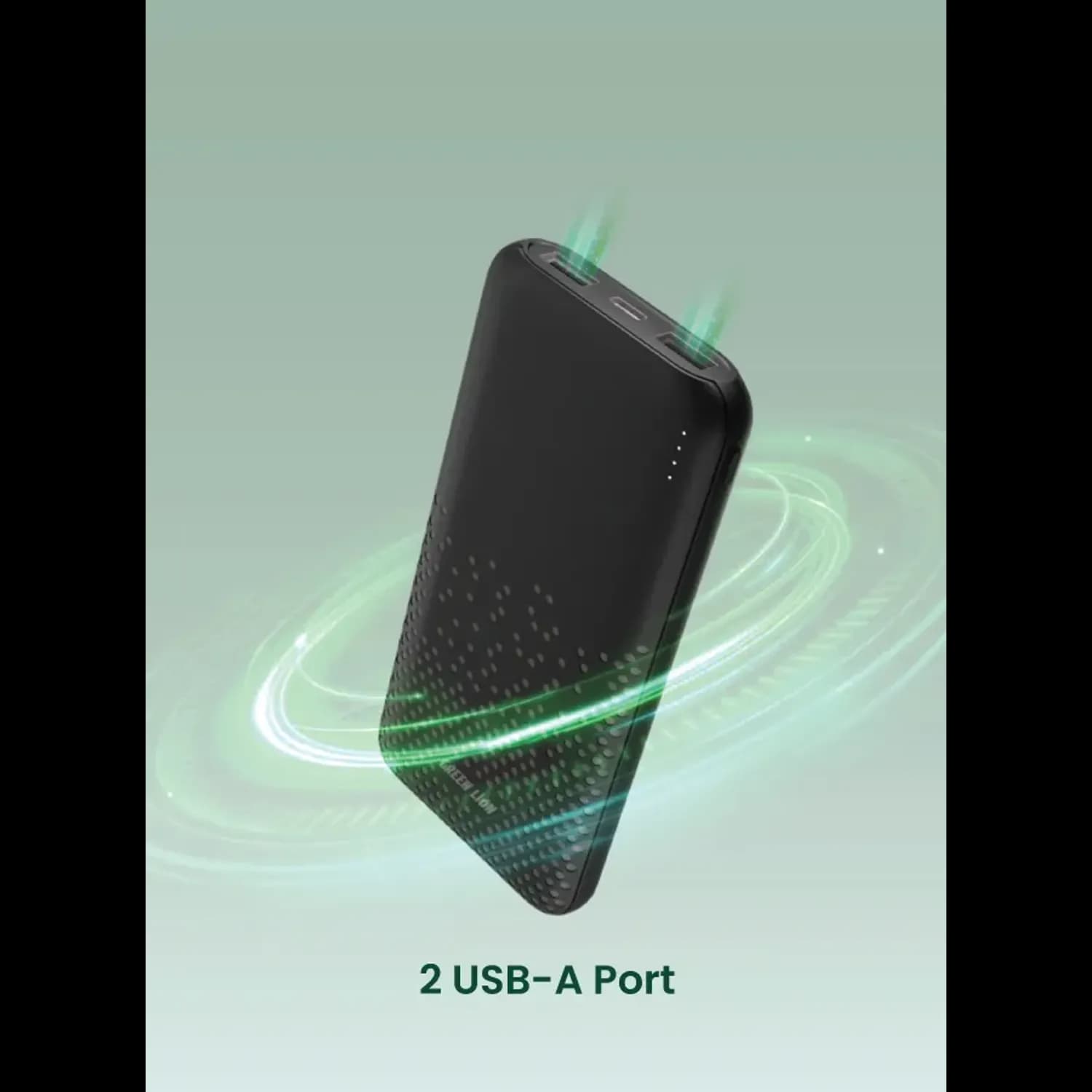Green Lion Power Bank Rome 10000mAh - Dual USB-A, Black 4