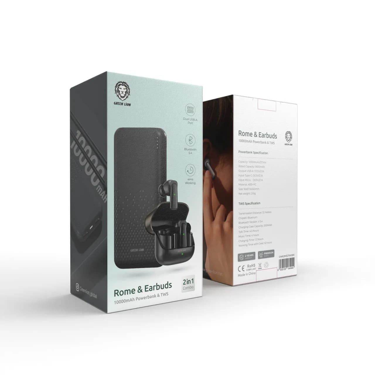 Green Lion Rome Powerbank & TWS Earbuds - Black 3