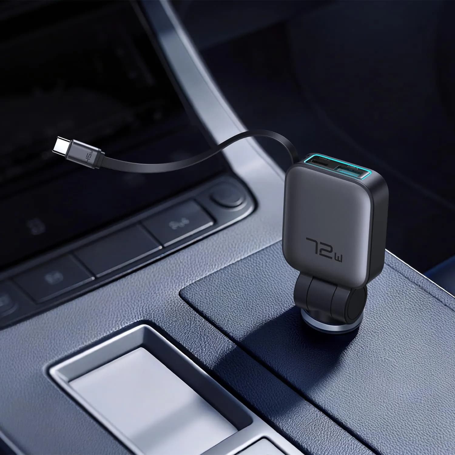 Green Lion Car Charger - 99W Retractable, 5-in-1, Digital Display 2