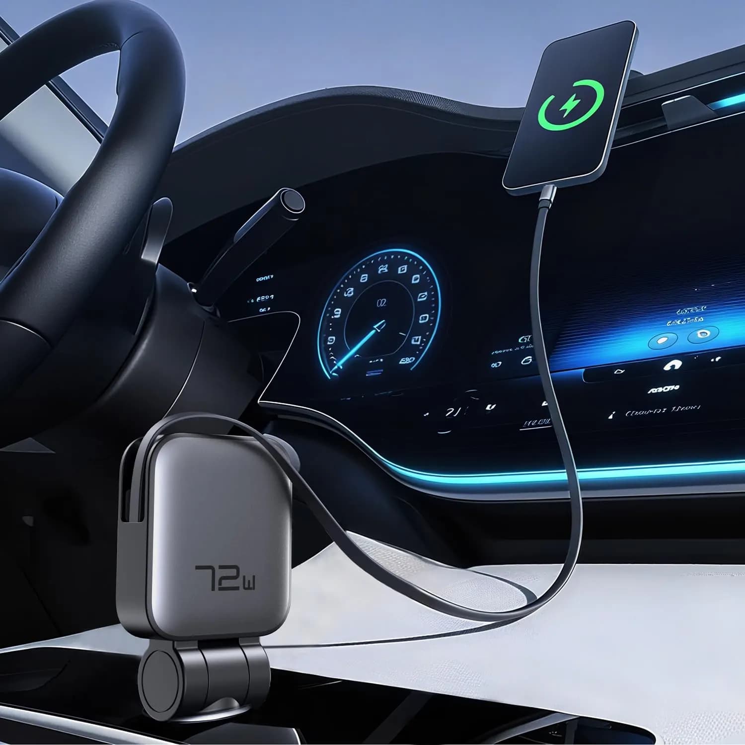 Green Lion Car Charger - 99W Retractable, 5-in-1, Digital Display 4