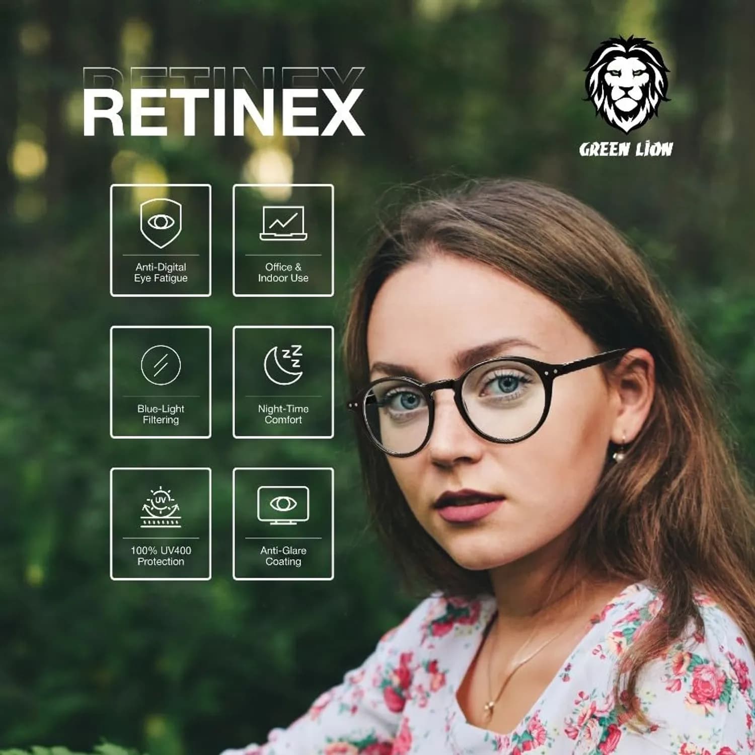 Green Lion Glasses RETINEX - Blue Light Blocking, Anti-Fatigue, Black 2