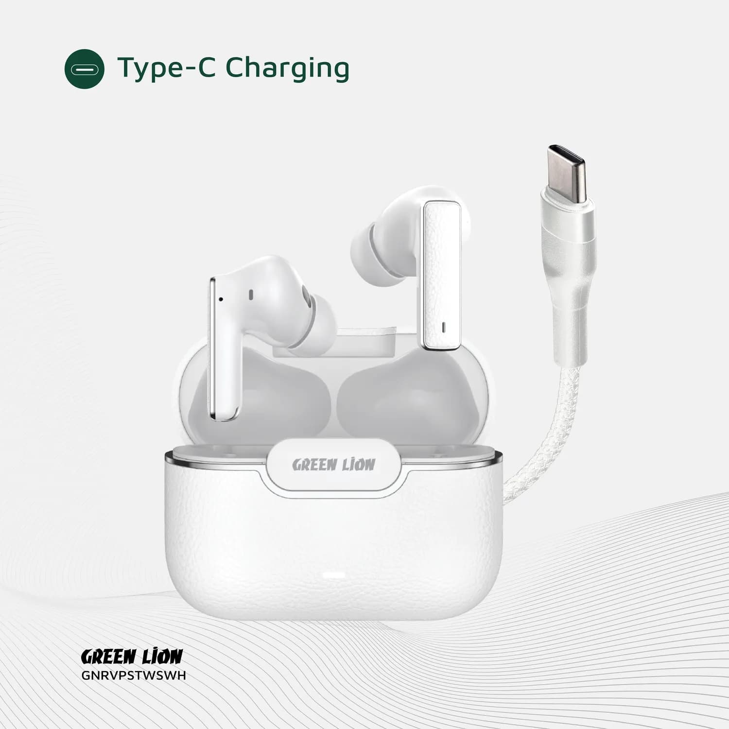 Green Lion Earbuds River Plus - Noise Cancelling, White — Black 3