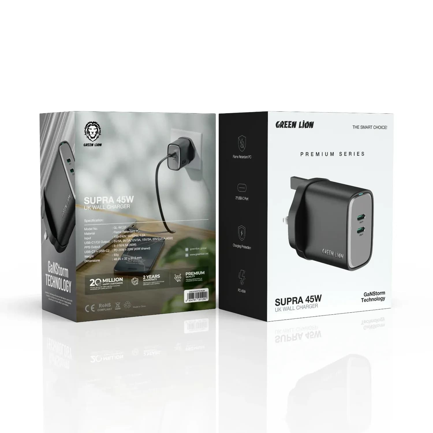 Green Lion Wall Charger Supra - 45W 2x USB-C, Black 3