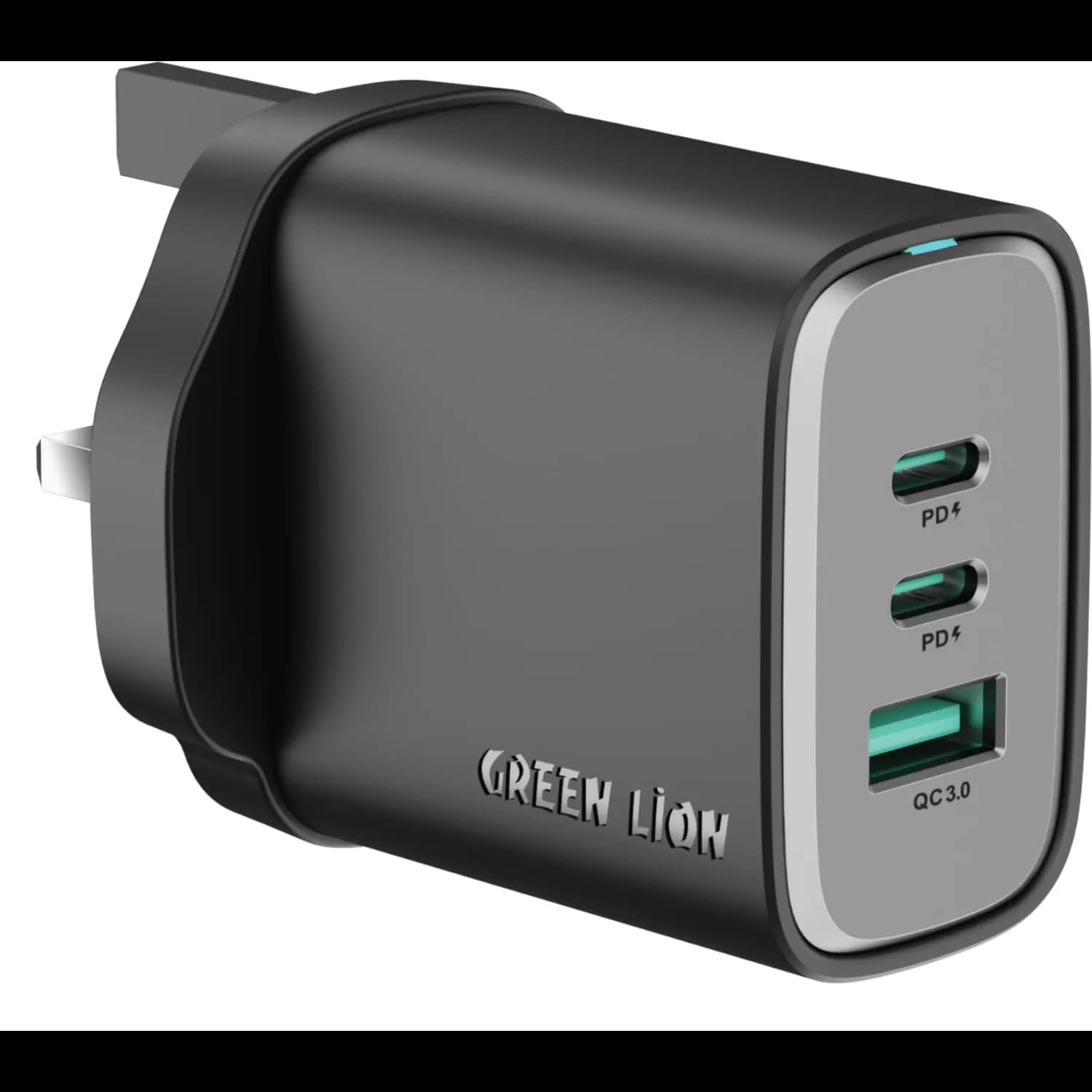 Green Lion Wall Charger - 65W GaN, 2 USB-C & 1 USB-A, Black 1 Green Lion Wall Charger - 65W GaN, 2 USB-C & 1 USB-A, Black 1