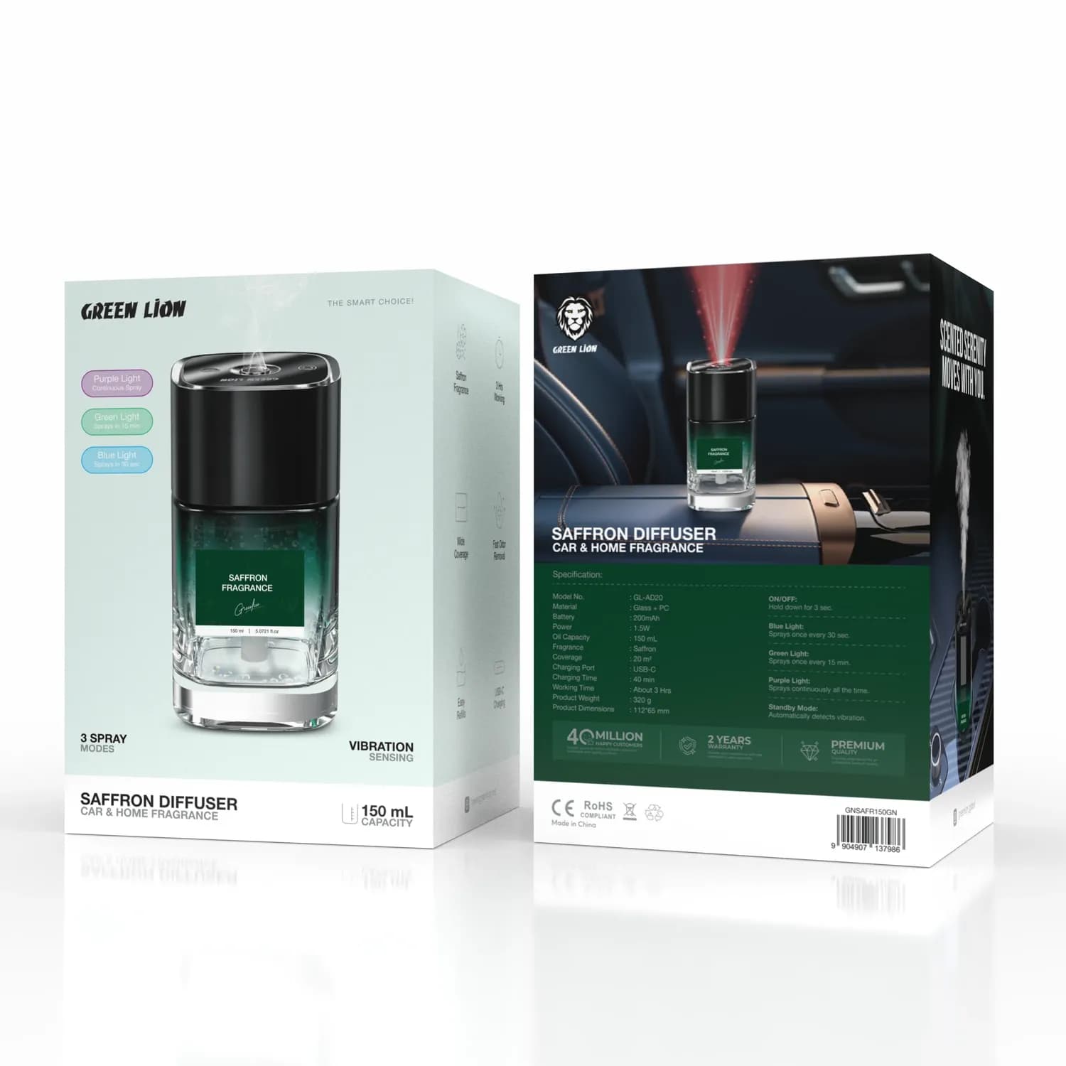 Green Lion Diffuser - Saffron, USB-C, Green 4