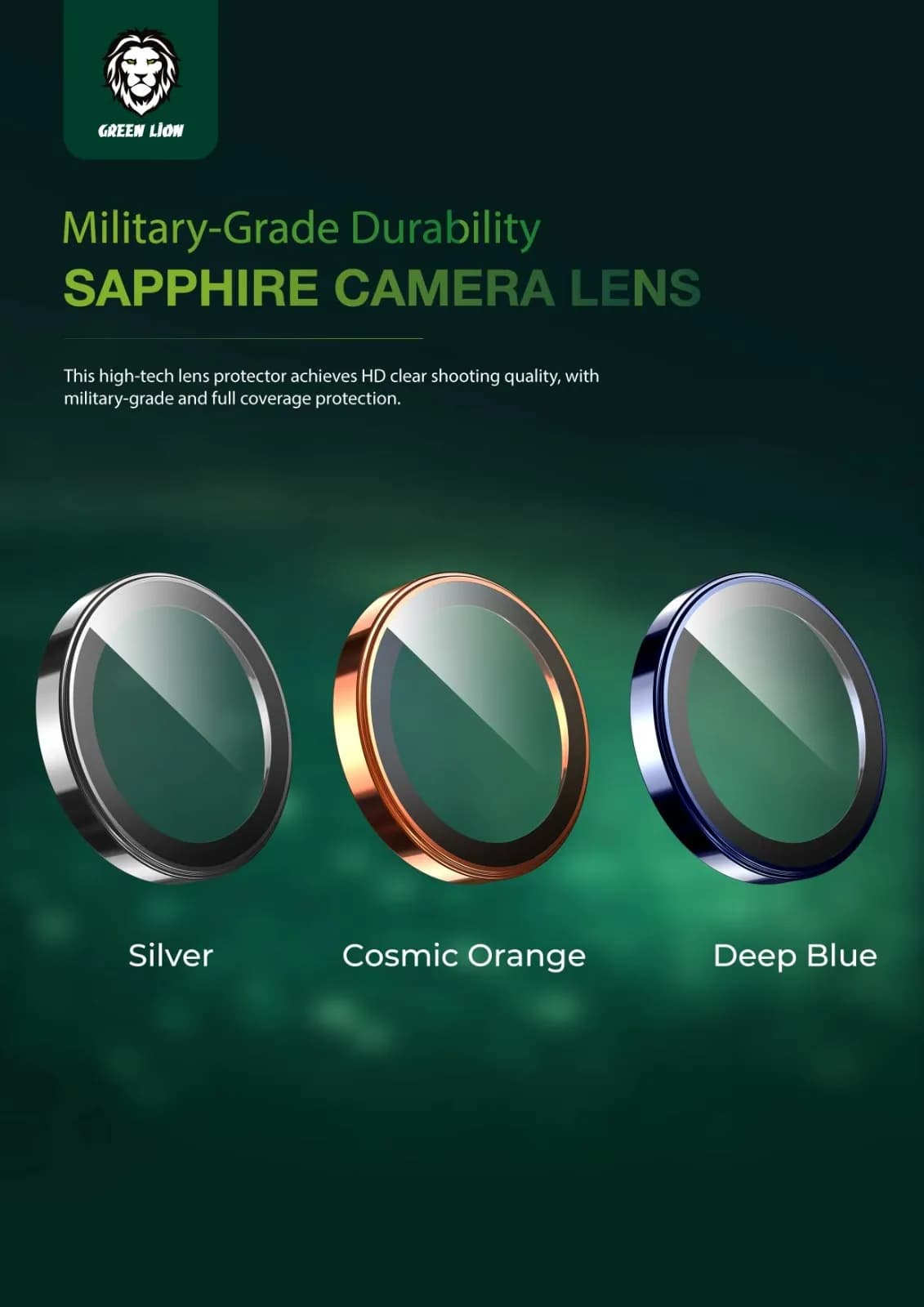 Green Lion Sapphire Camera Lens for iPhone 17 Pro Max — BlueTitanium 3