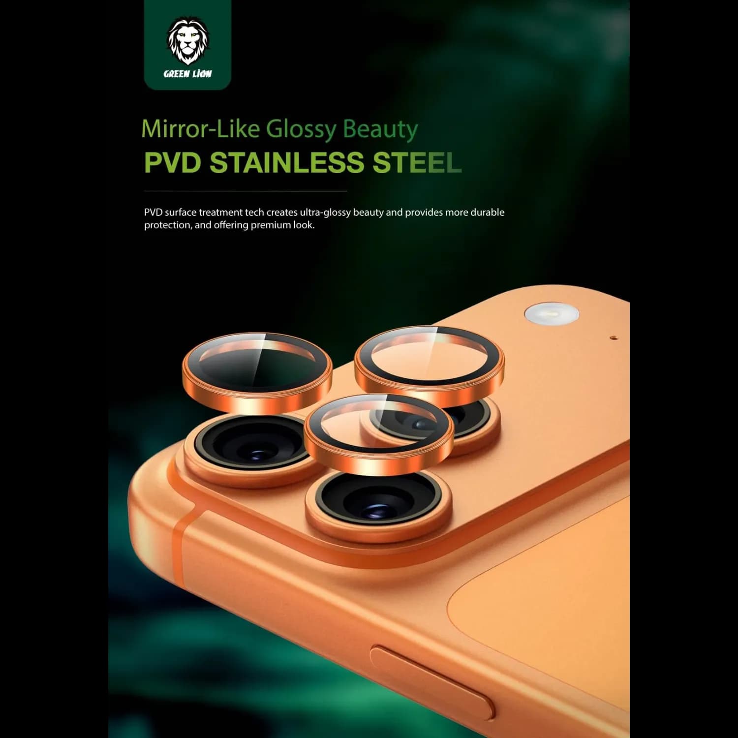Green Lion Camera Lens Protector iPhone 17 Pro Max - Sapphire, Orange Titanium — Green 2