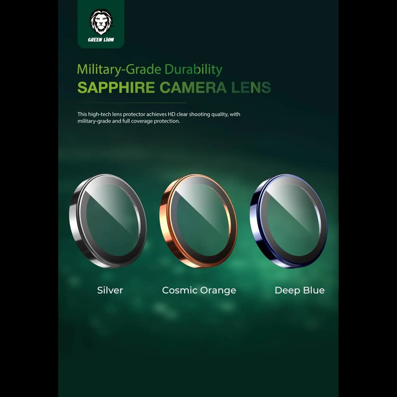 Green Lion Camera Lens Protector iPhone 17 Pro Max - Sapphire, Orange Titanium — Green 3