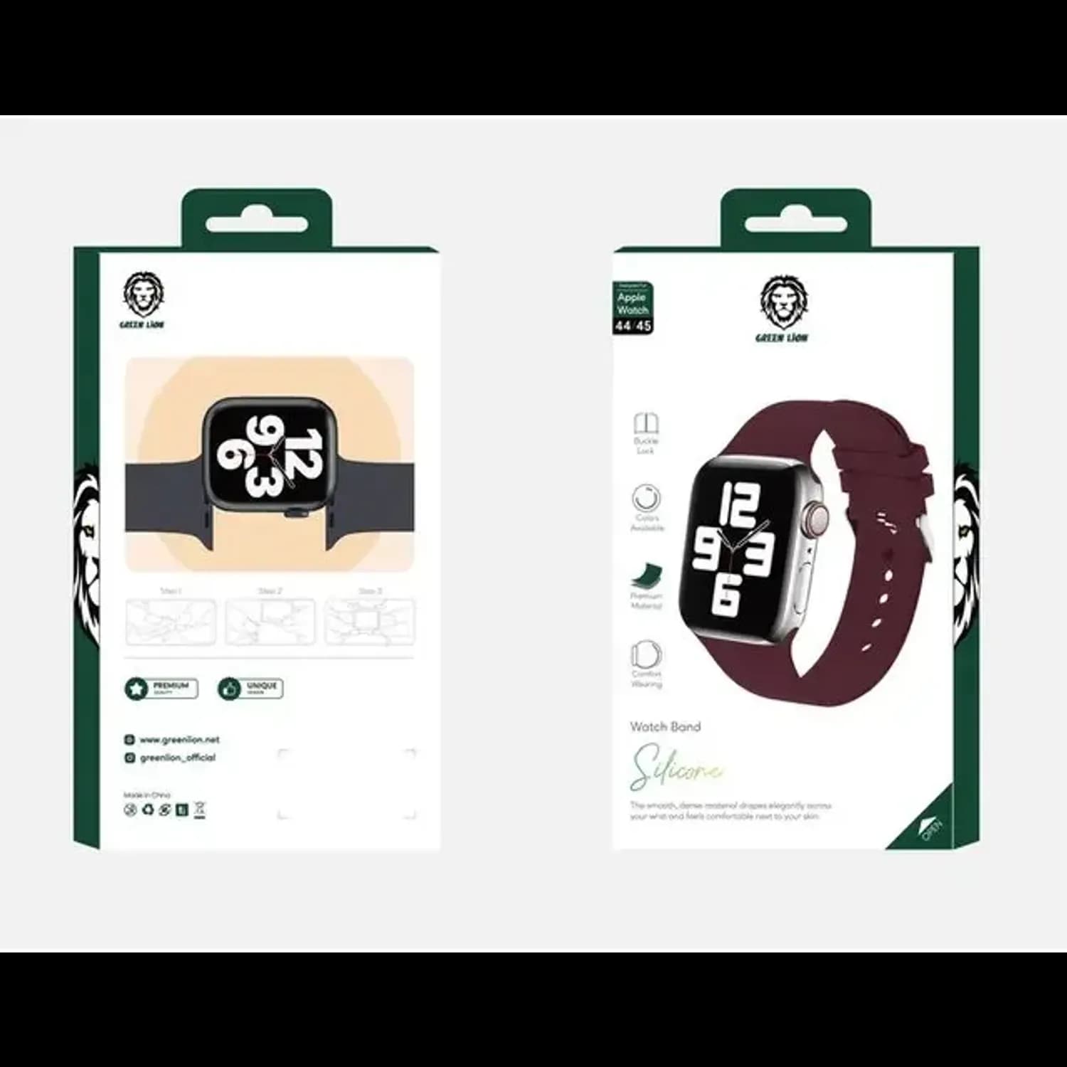 Green Lion Silicone Band - Scratch-Resistant, Wine Red 2