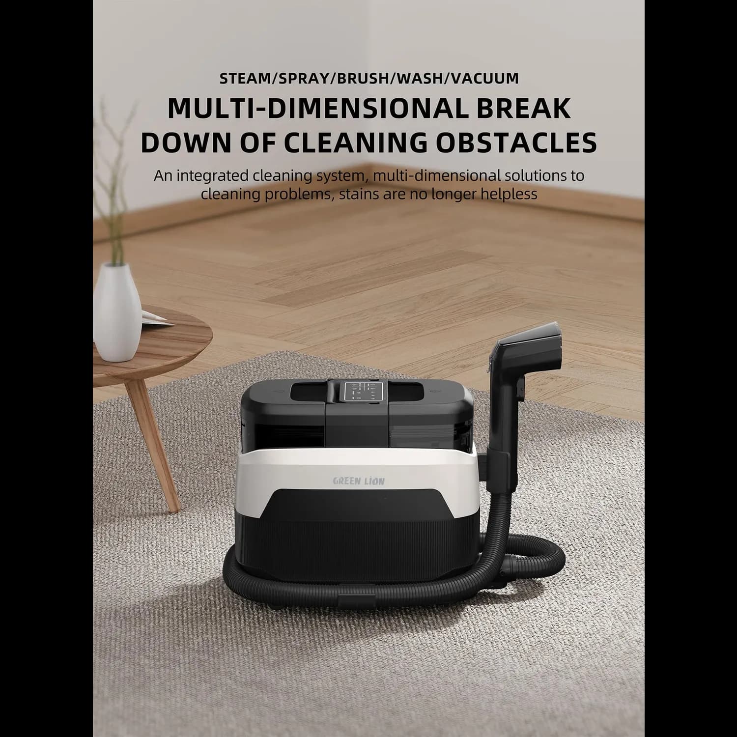 Green Lion Carpet Cleaner Steam Pro - Dual Tank, 12kPa, Black 3