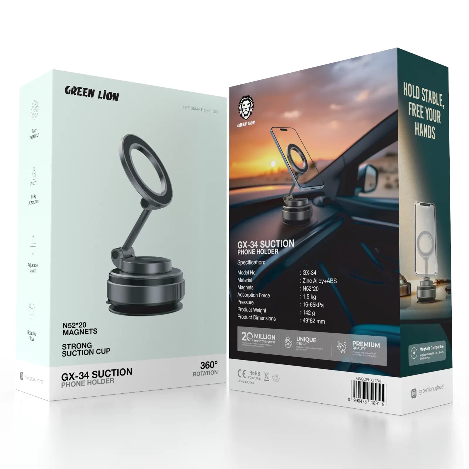 Green Lion Phone Holder GX-34 - Strong Suction, Black 1 Green Lion Phone Holder GX-34 - Strong Suction, Black 1